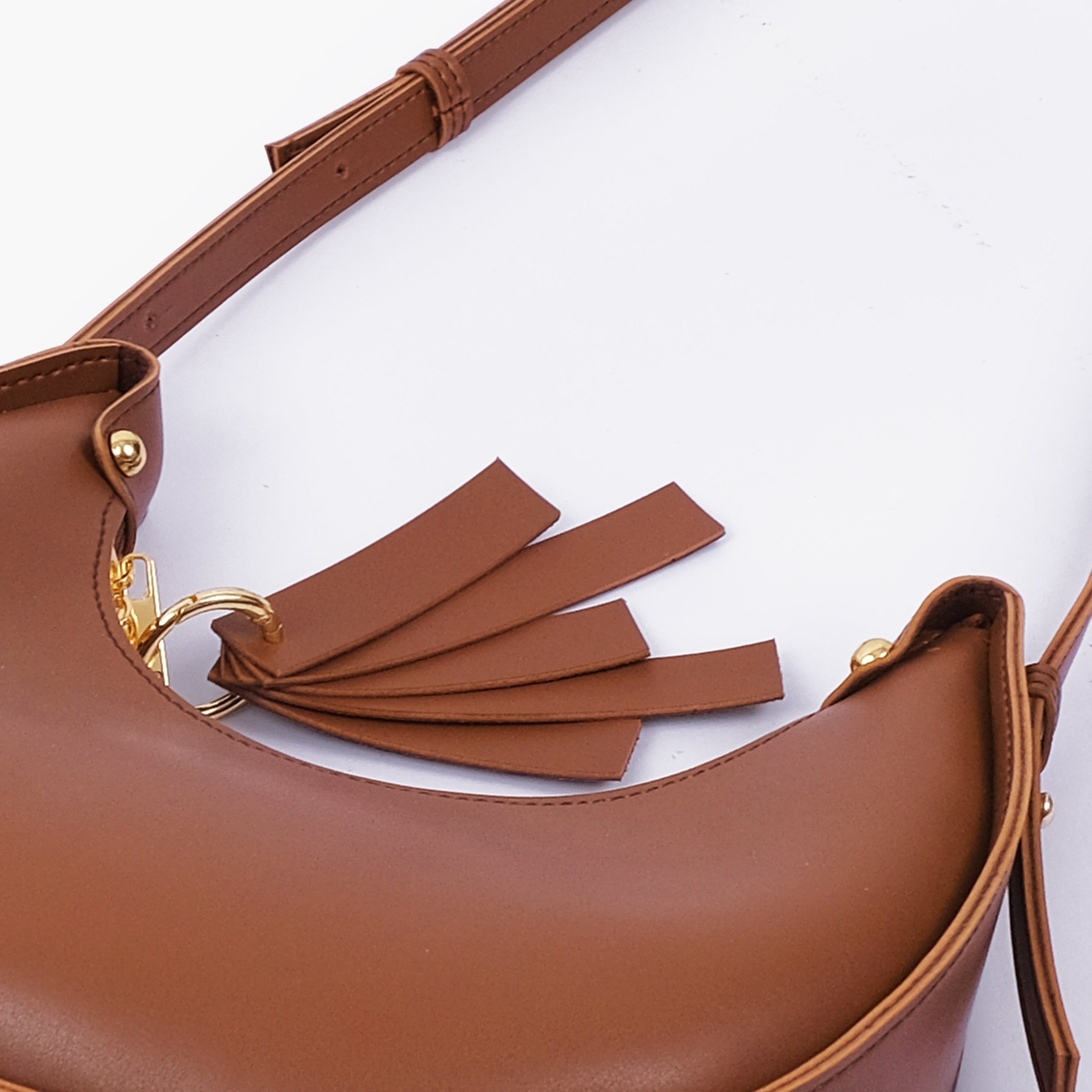 Brown crescent hobo bag
