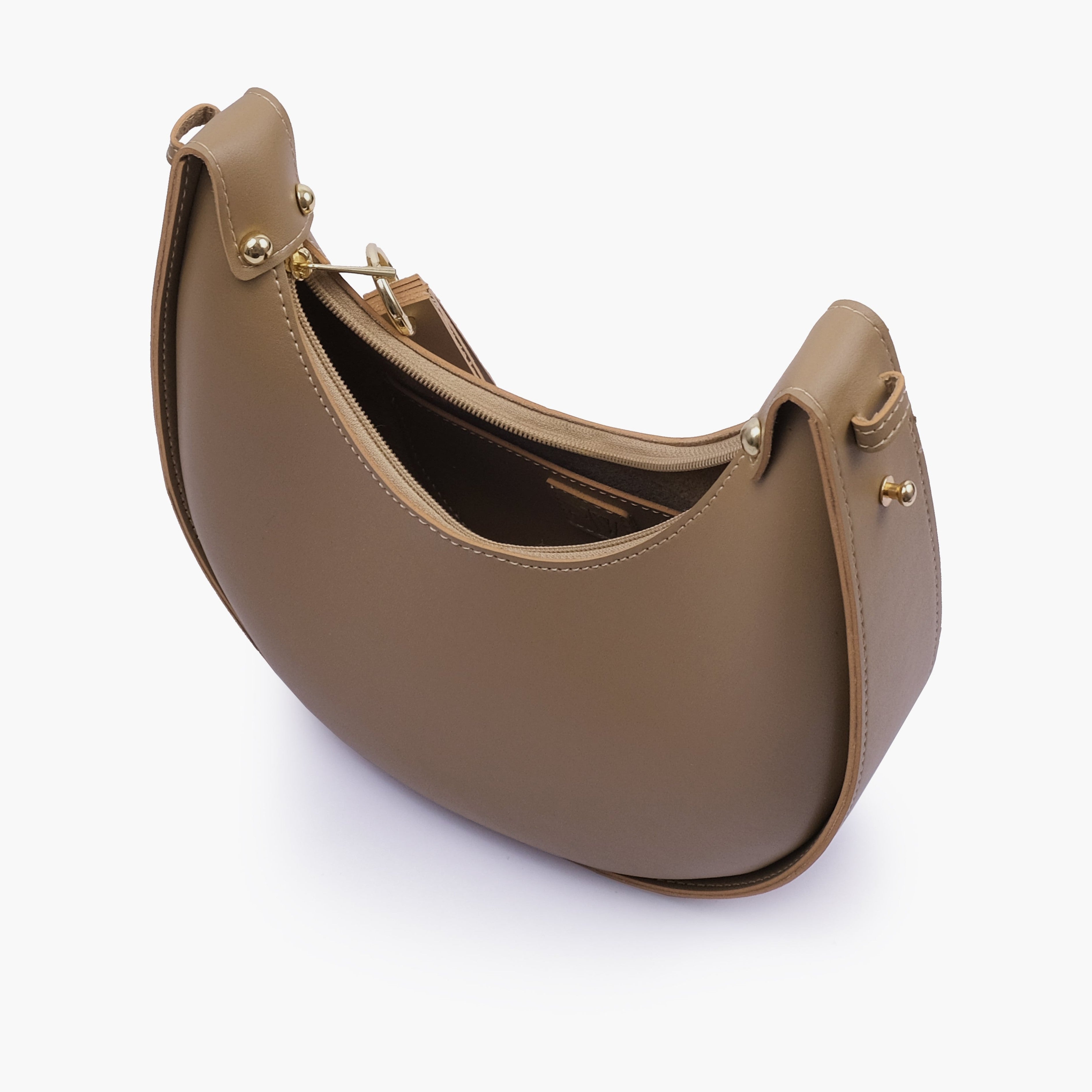 Coffee crescent hobo bag