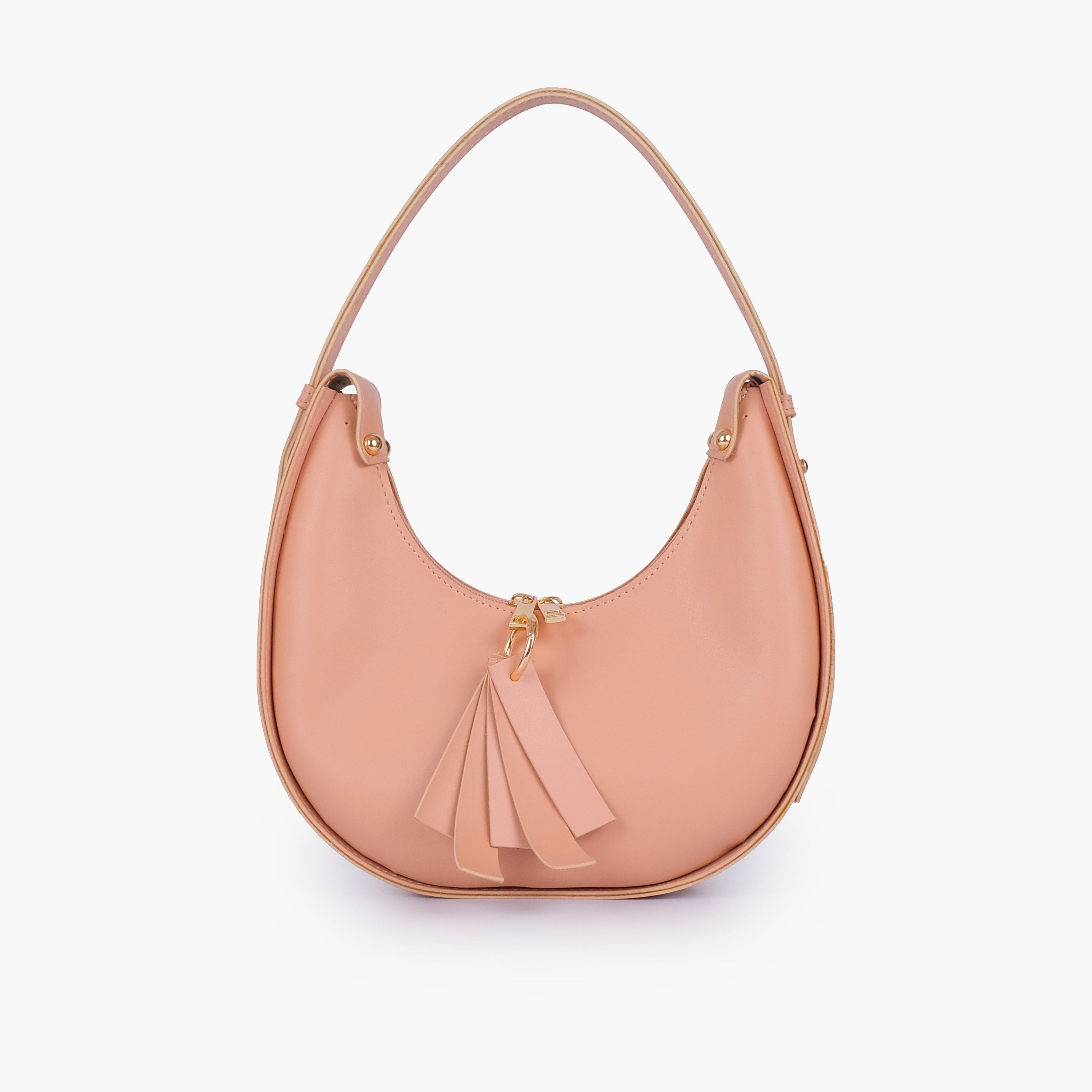 Peach crescent hobo bag