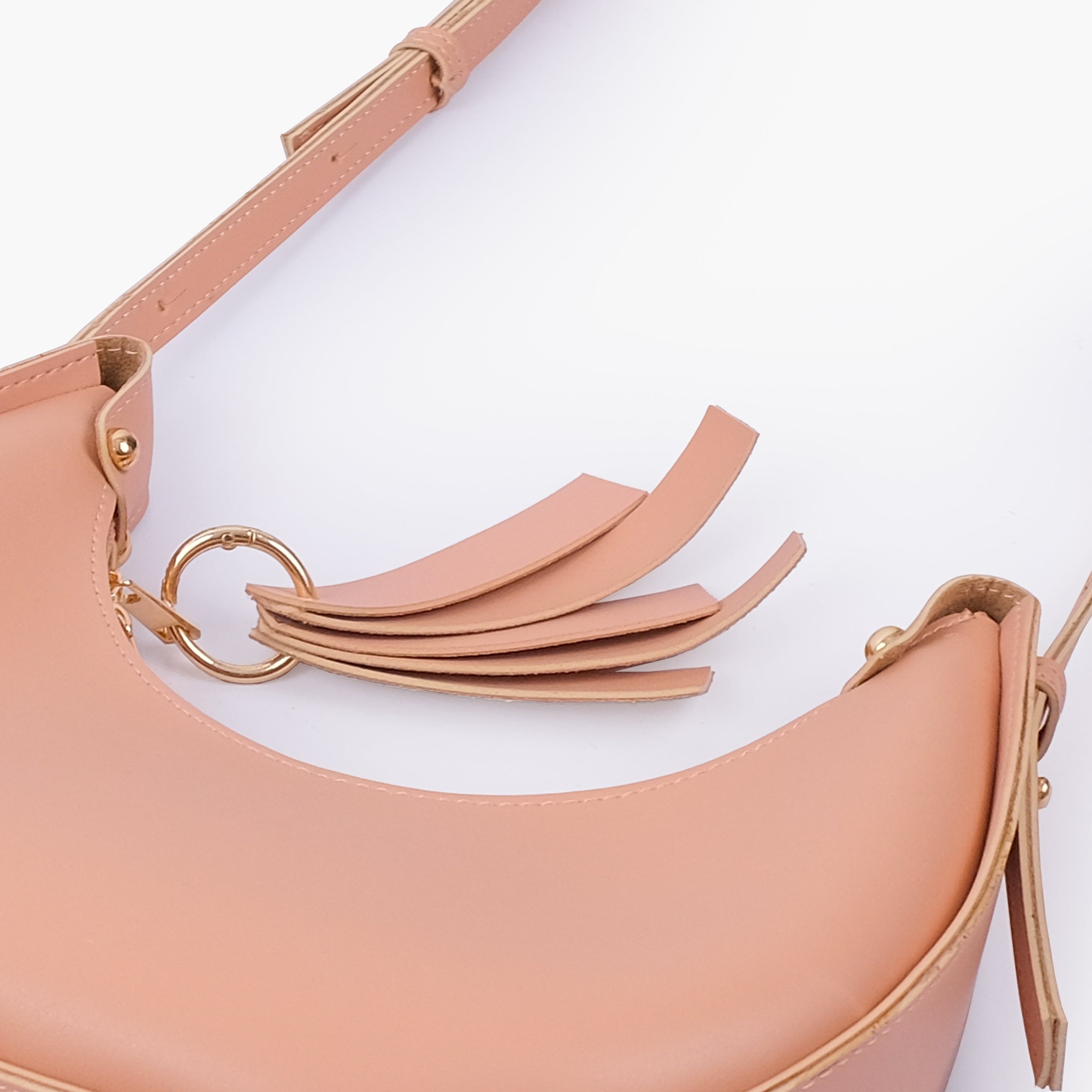 Peach crescent hobo bag