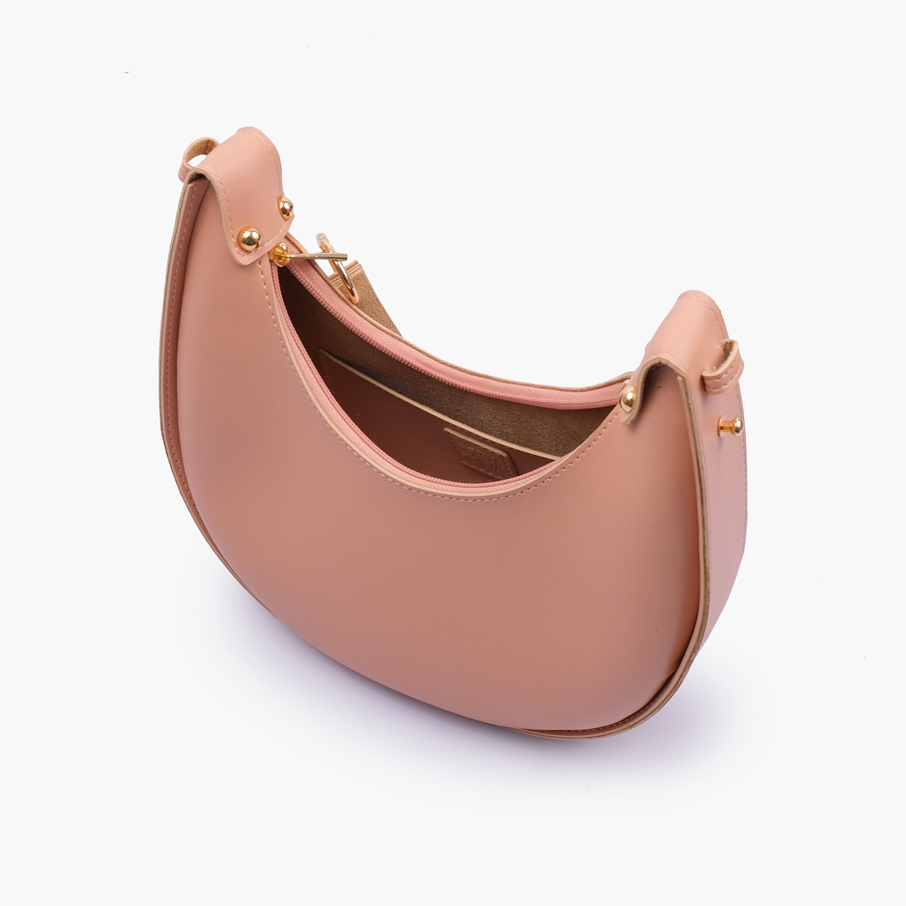 Peach crescent hobo bag