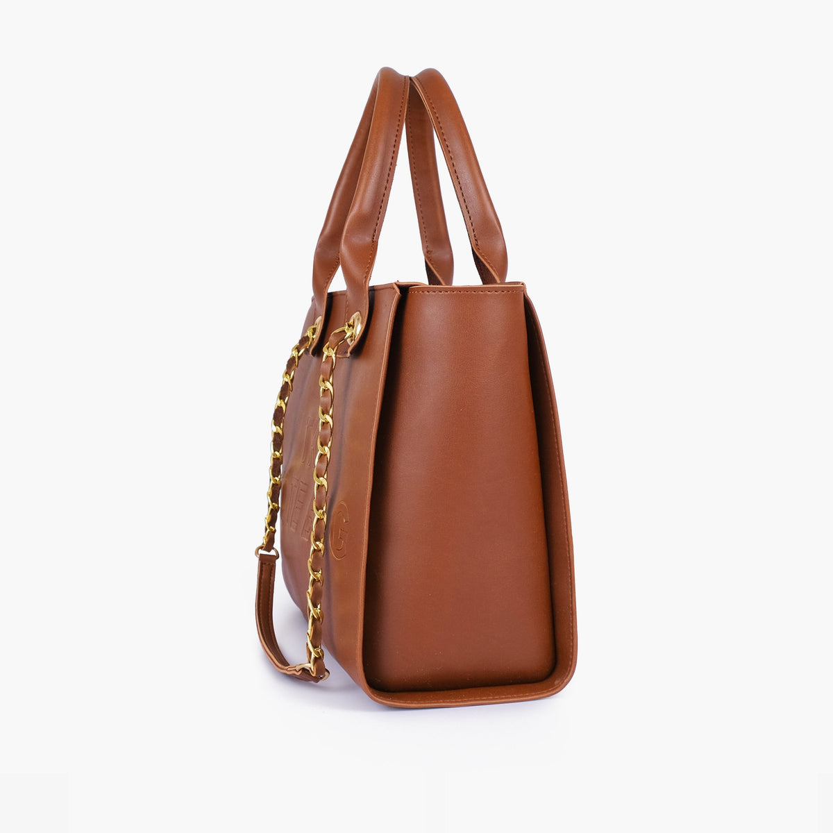 Brown chain handle tote