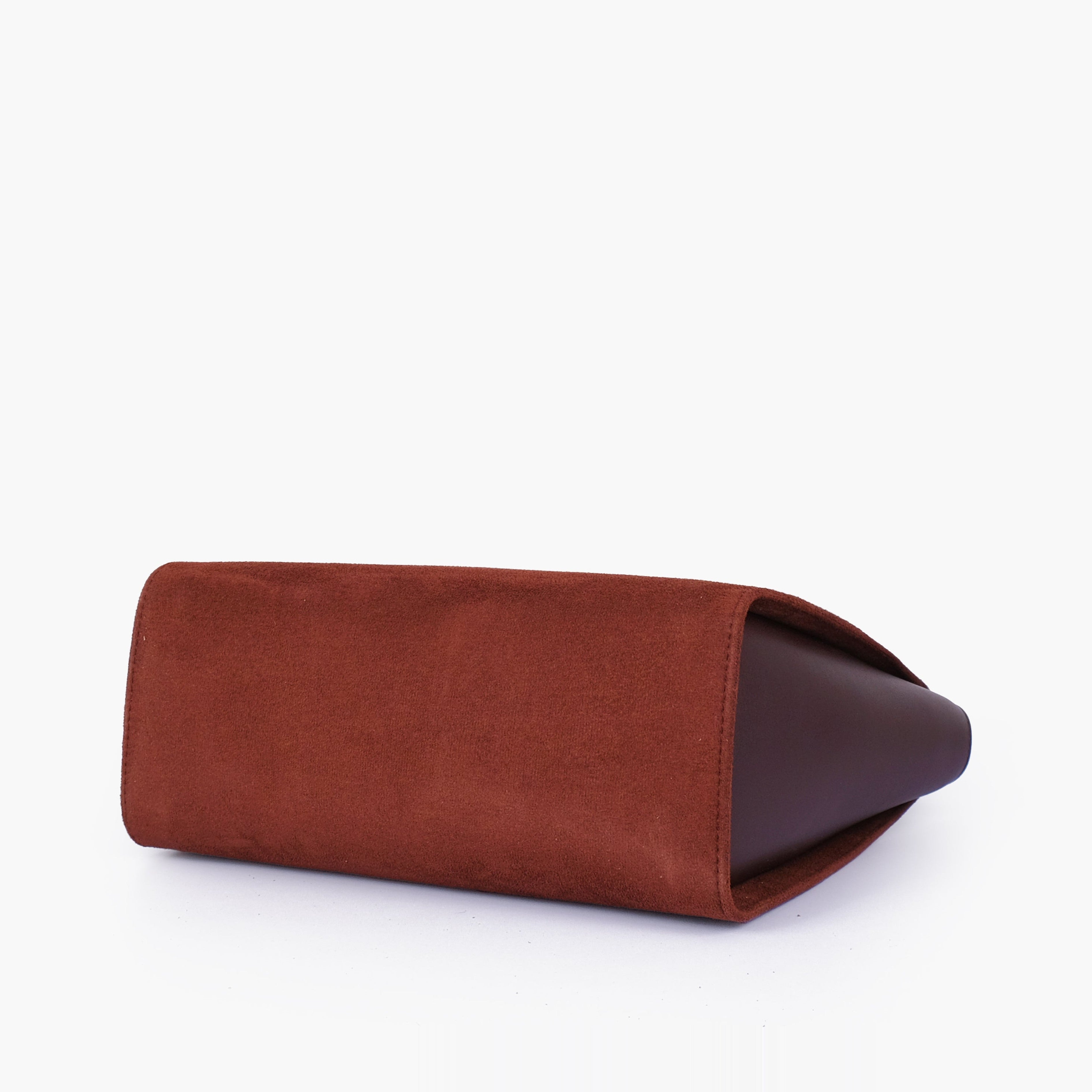 Dark brown suede chain handle tote