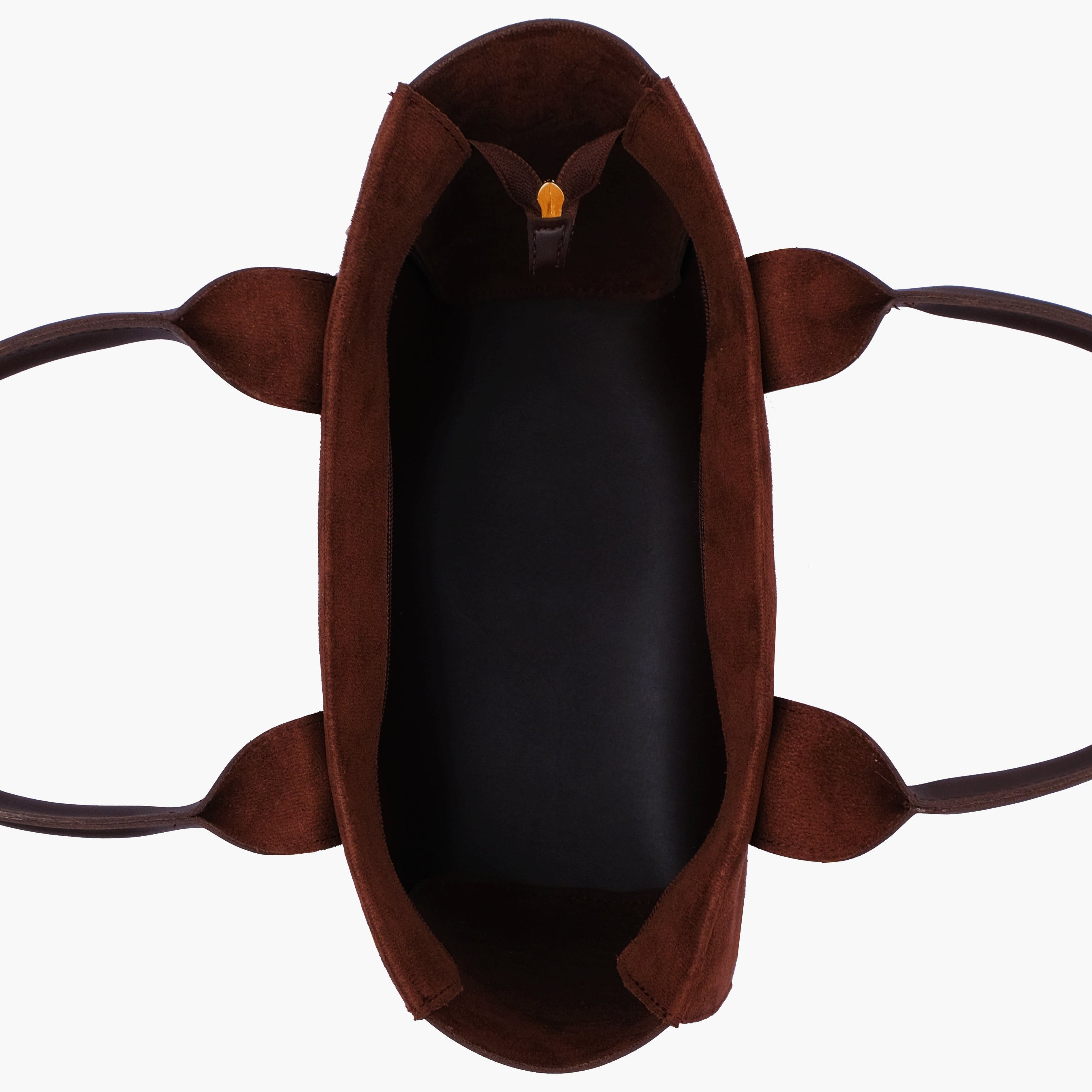Dark brown suede chain handle tote