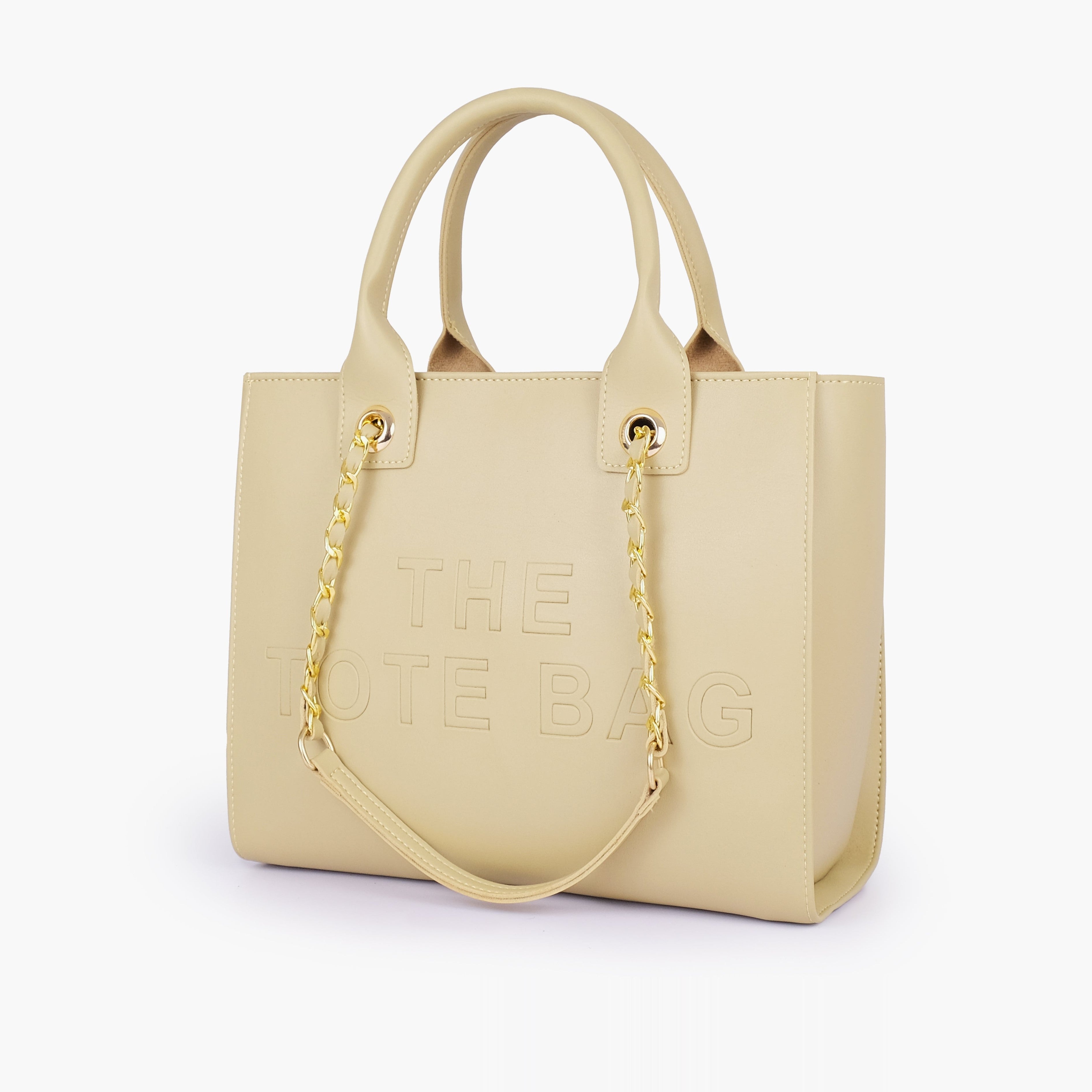 Off-white chain handle tote