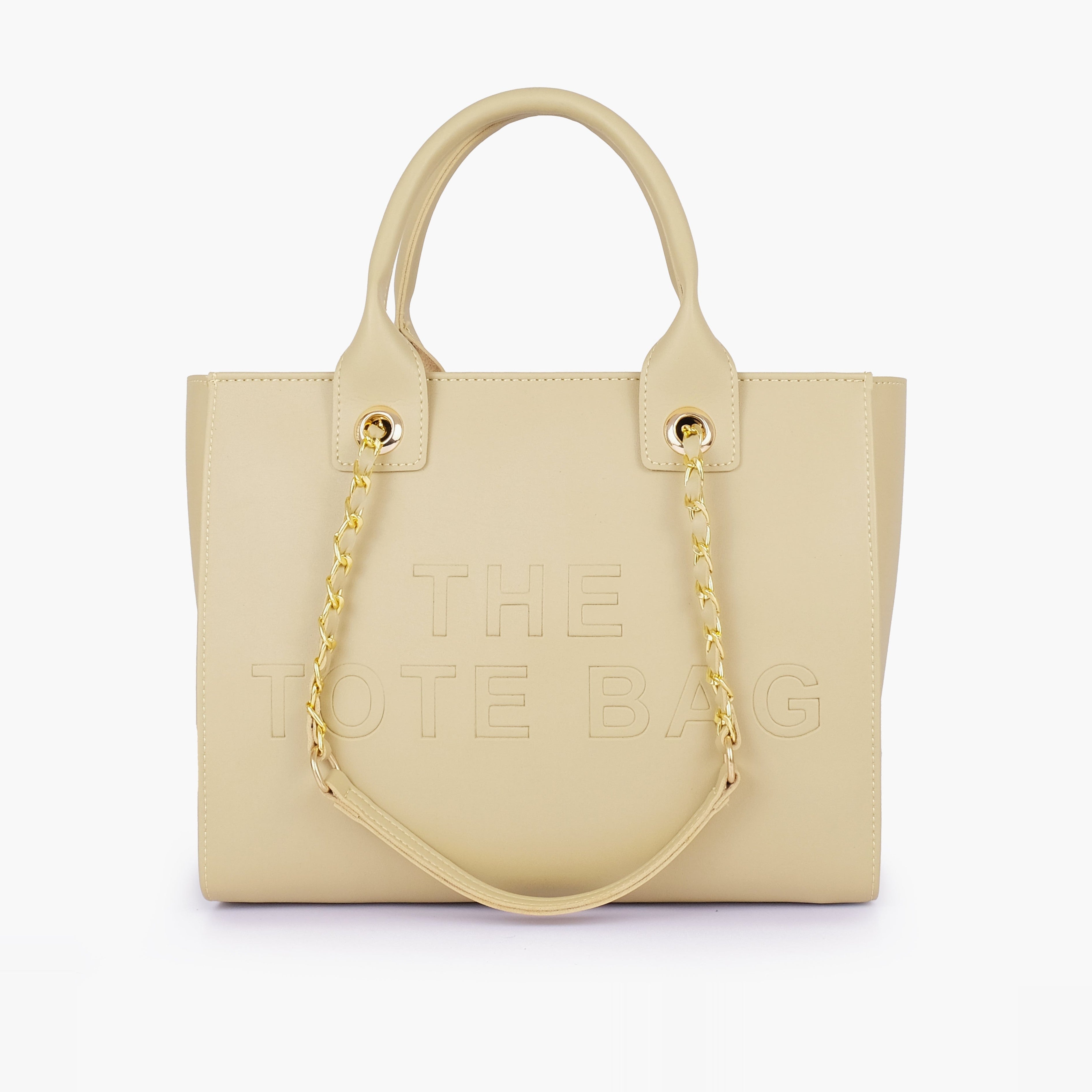 Off-white chain handle tote