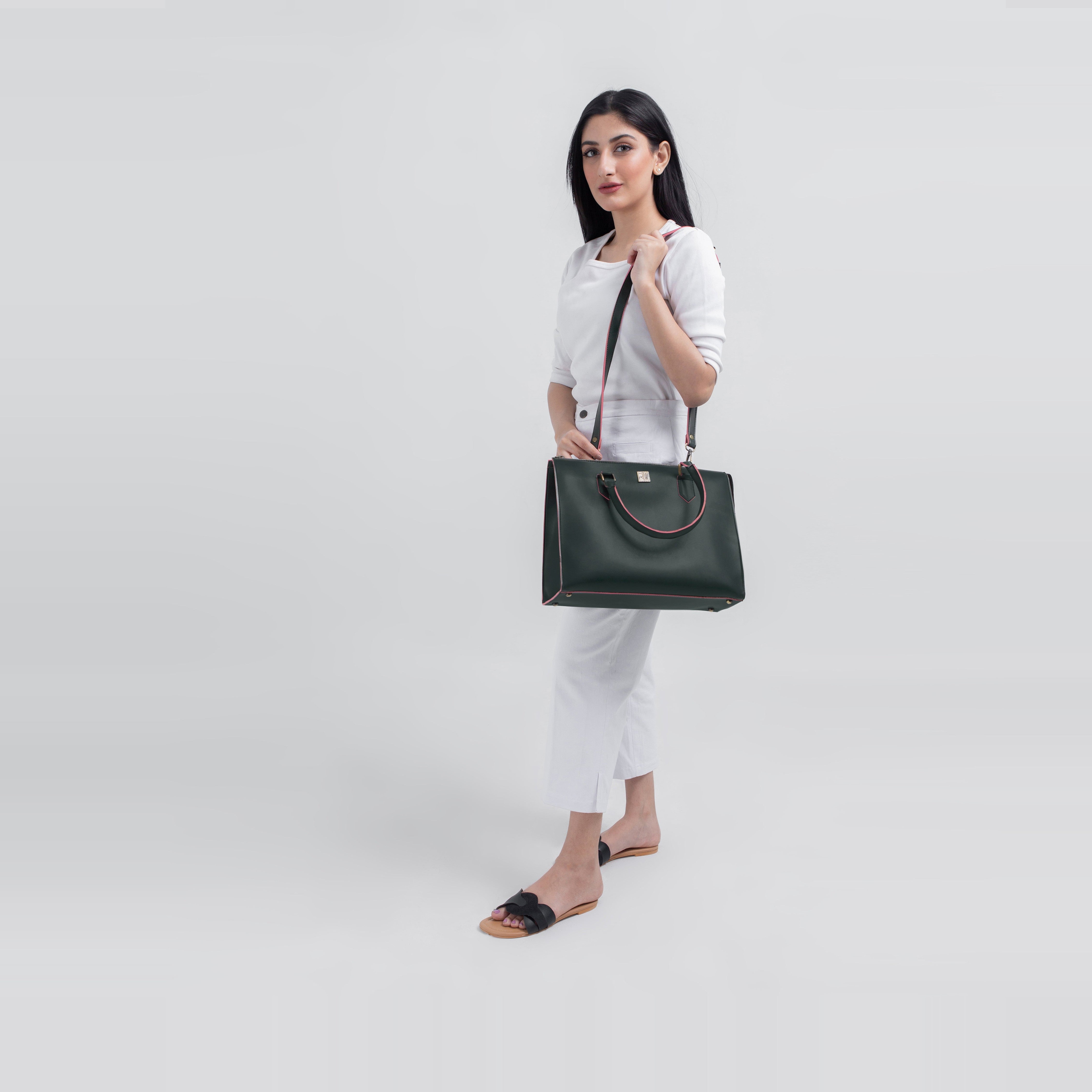Army green workplace handbag