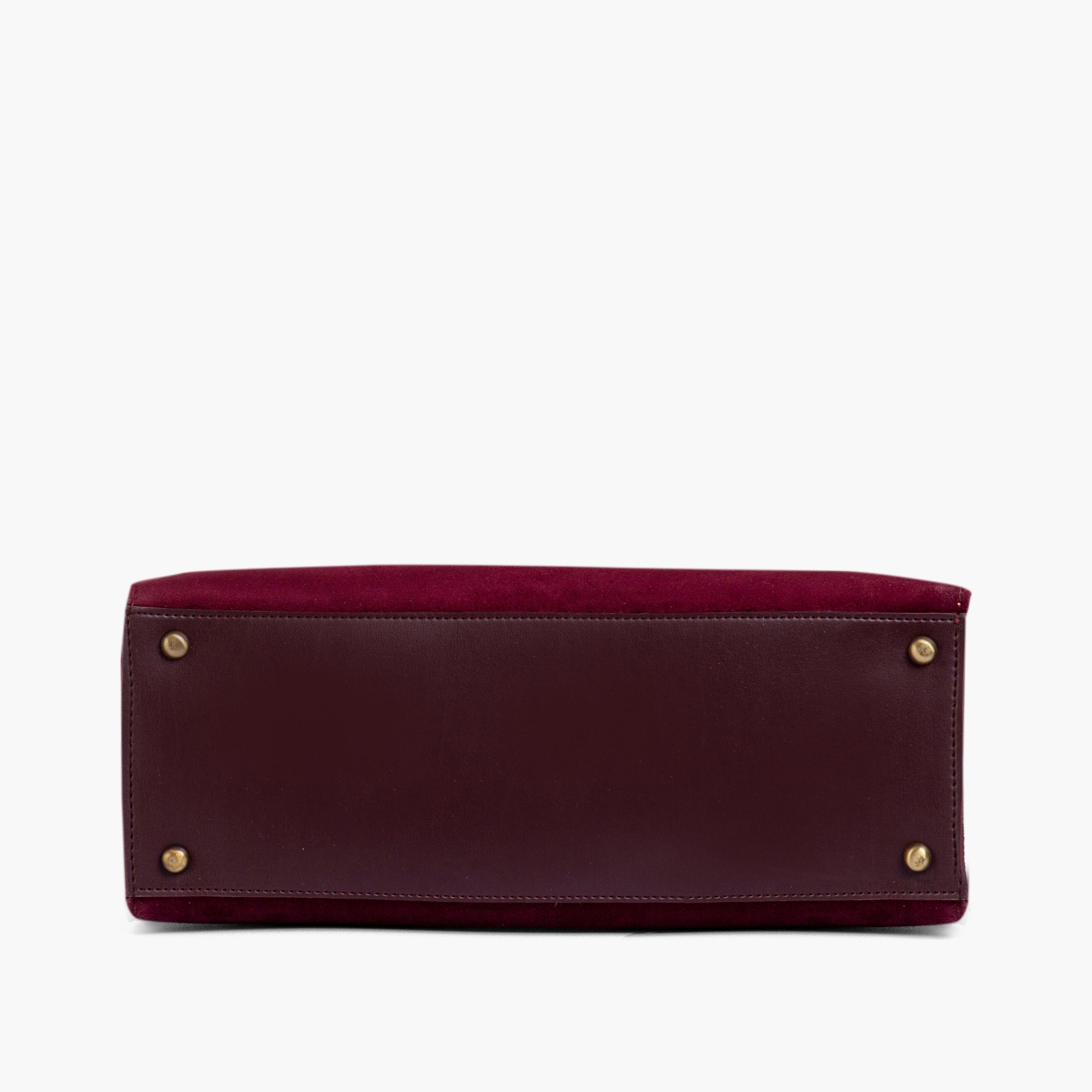 Burgundy suede workplace handbag