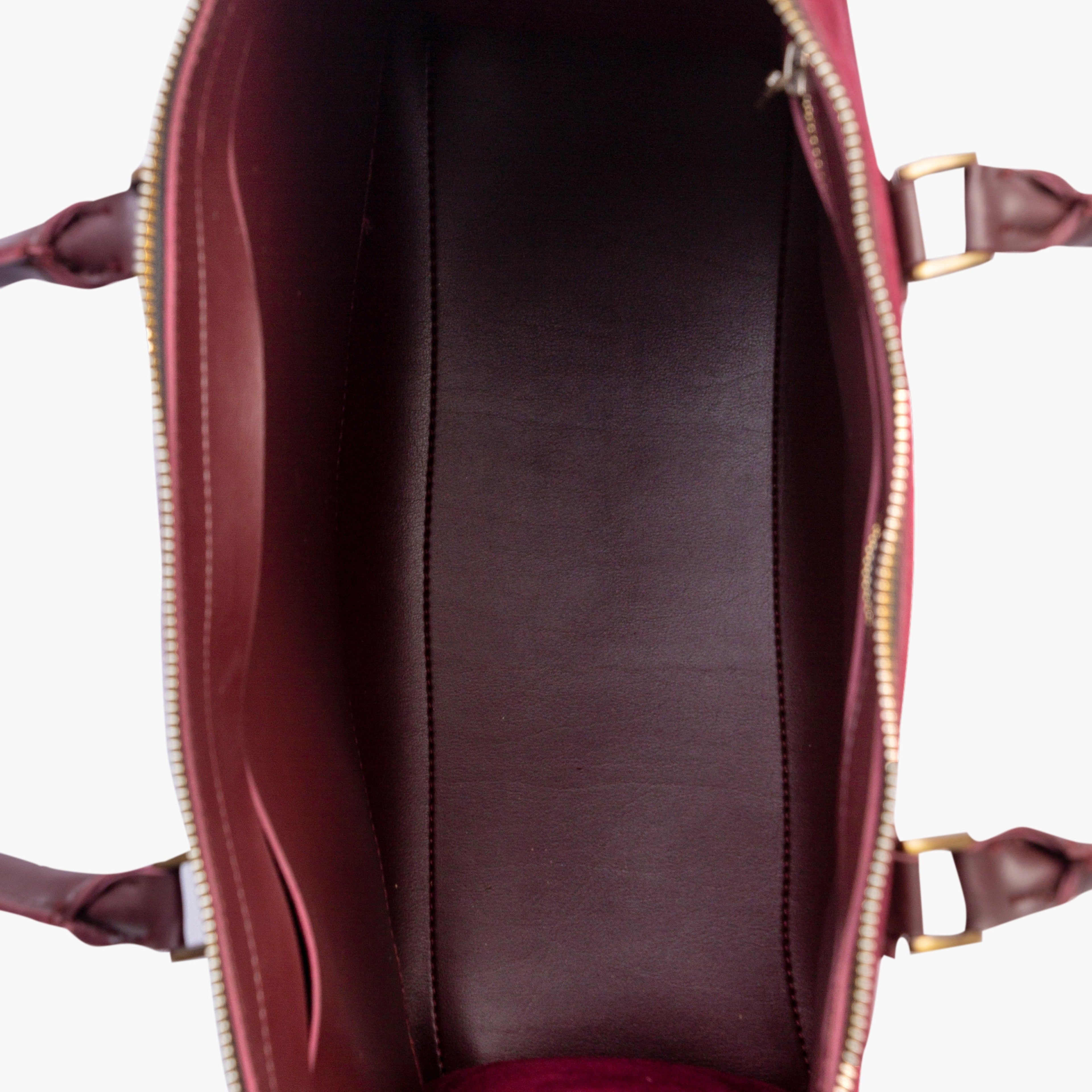 Burgundy suede workplace handbag