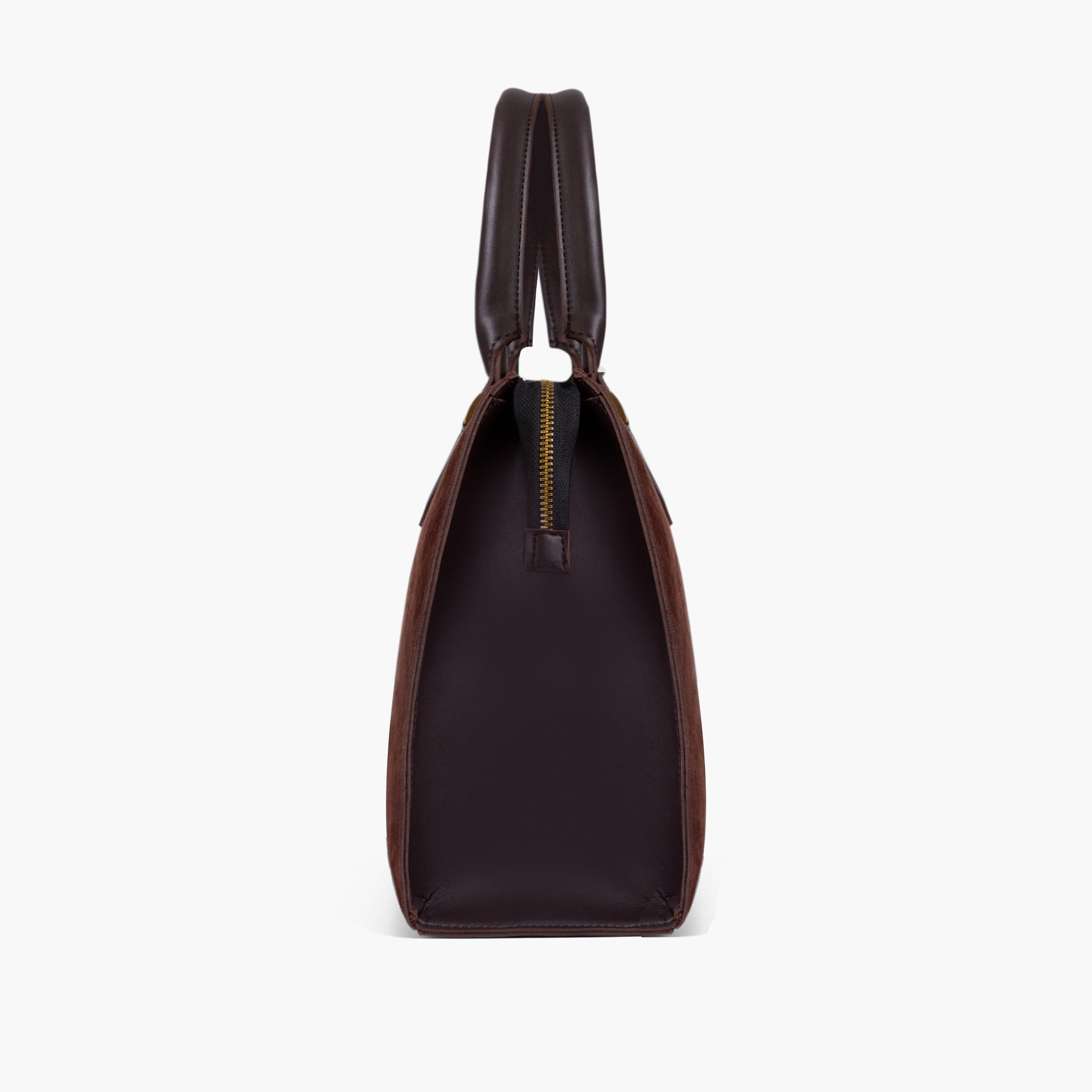 Dark brown suede workplace handbag