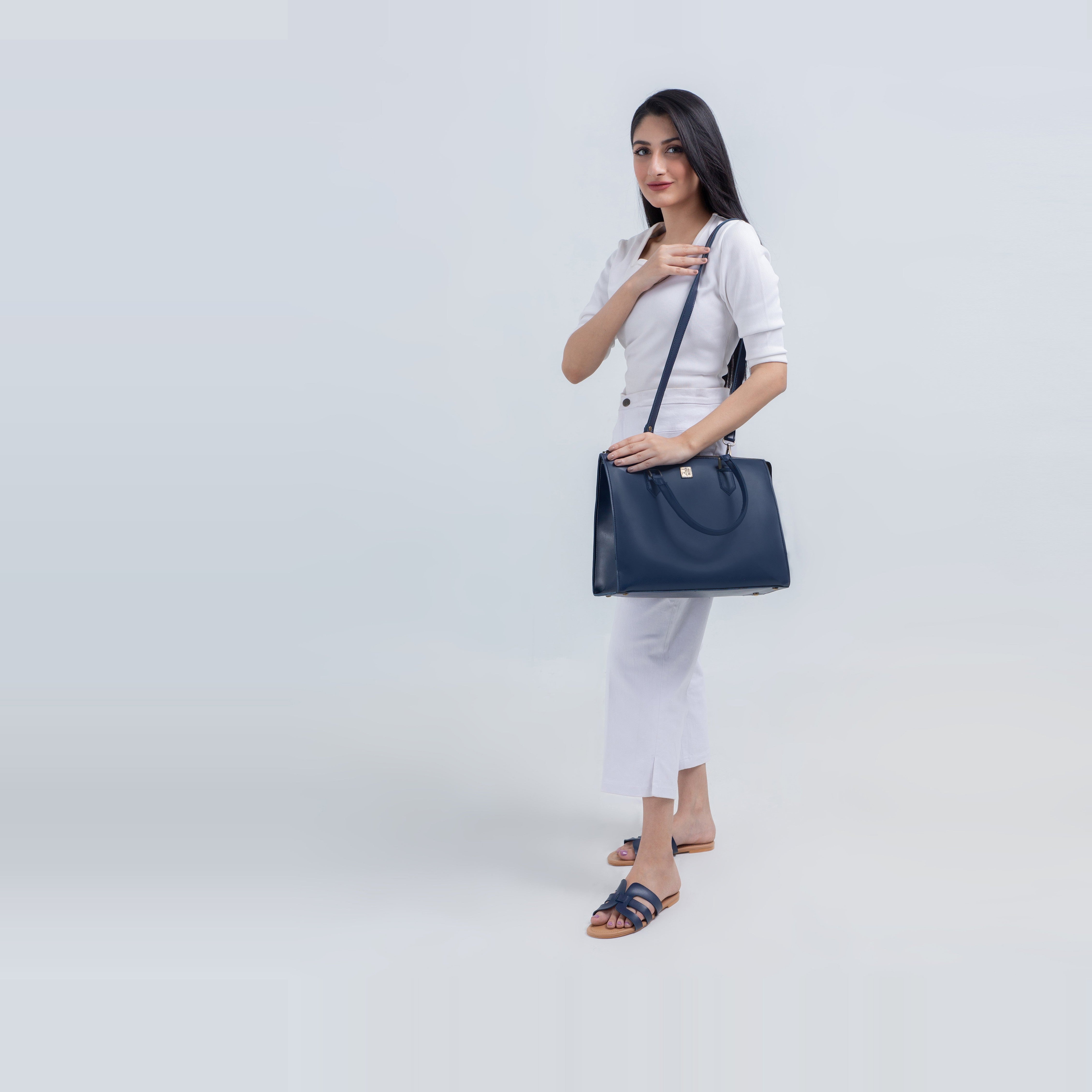 Blue workplace handbag