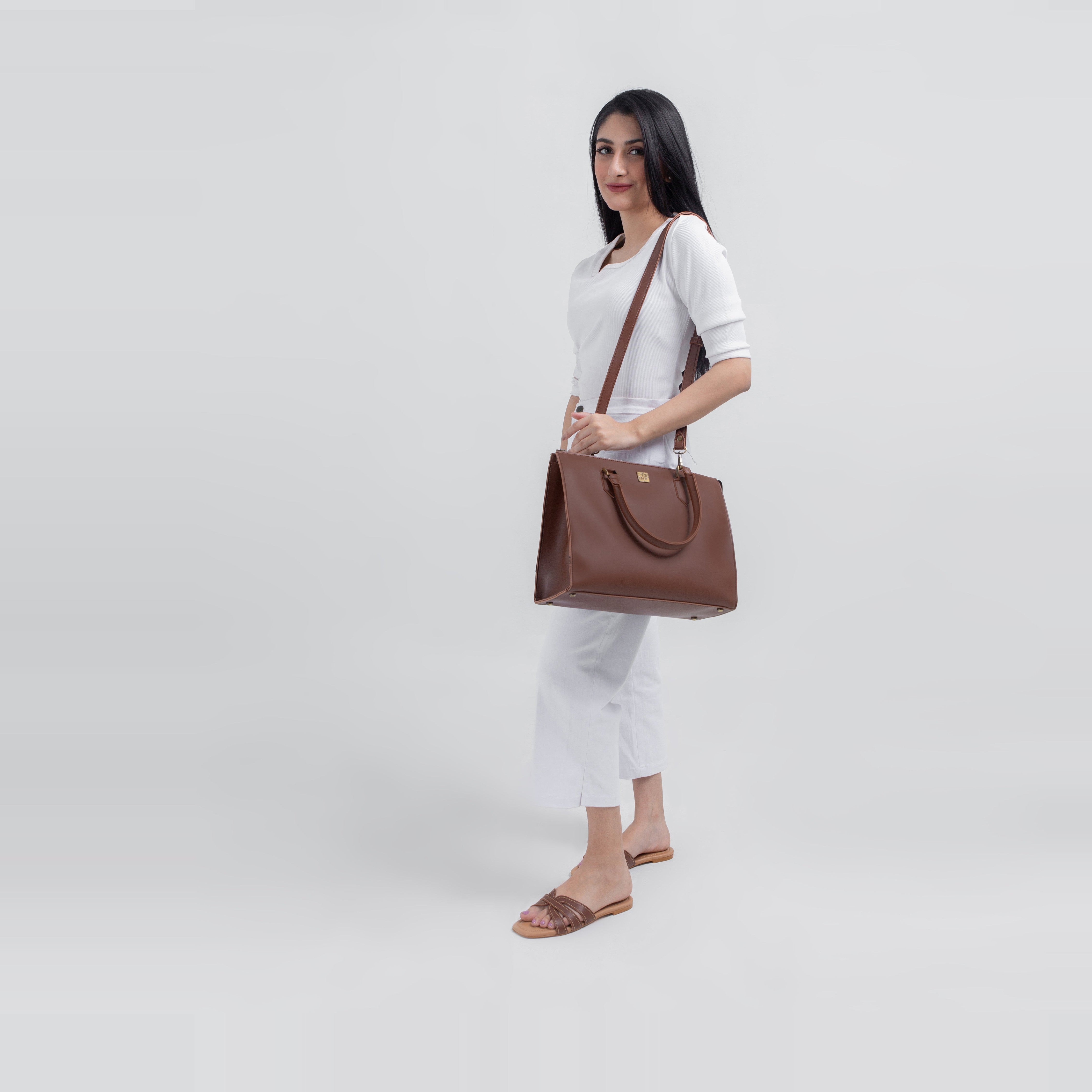 Brown workplace handbag