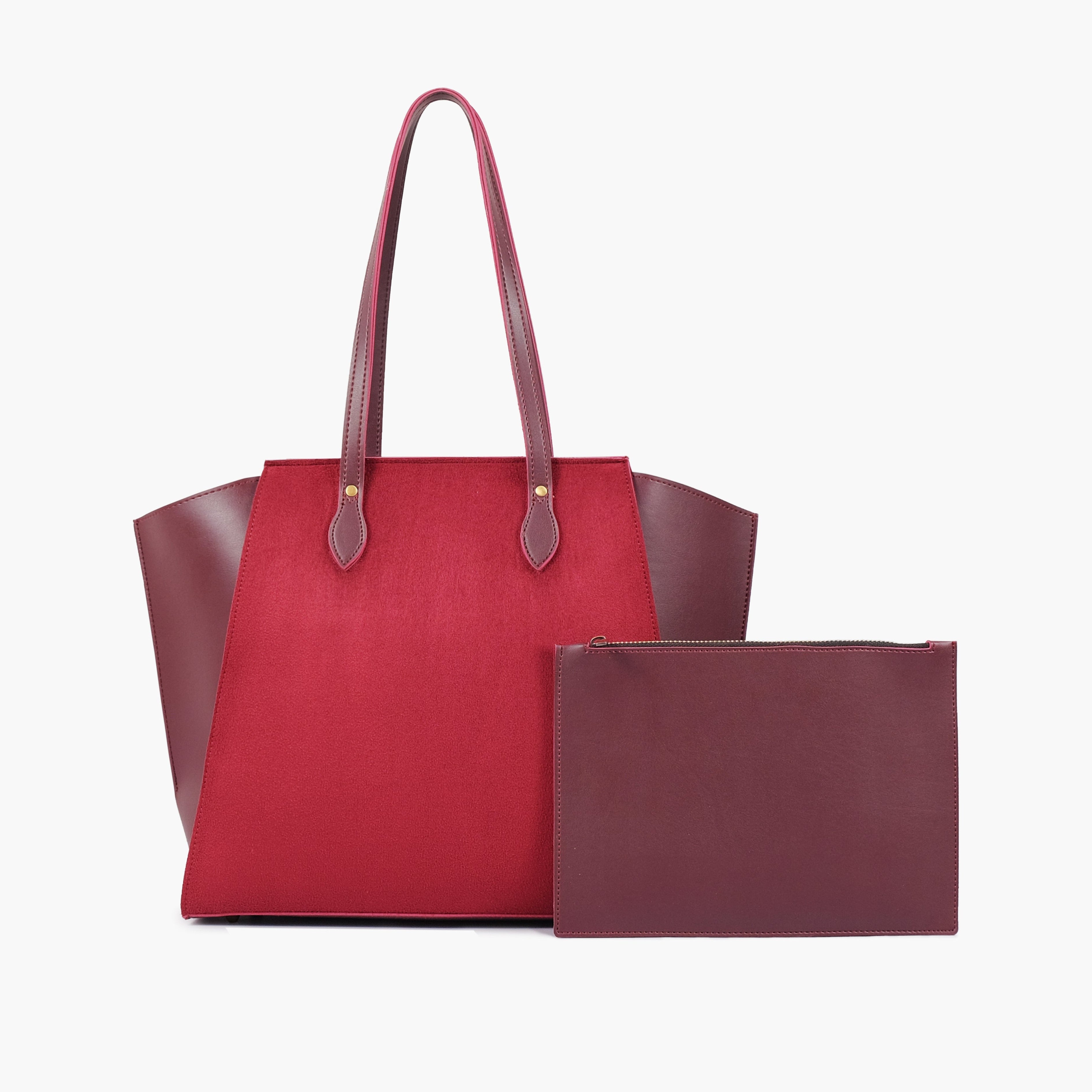 Burgundy suede classic tote bag