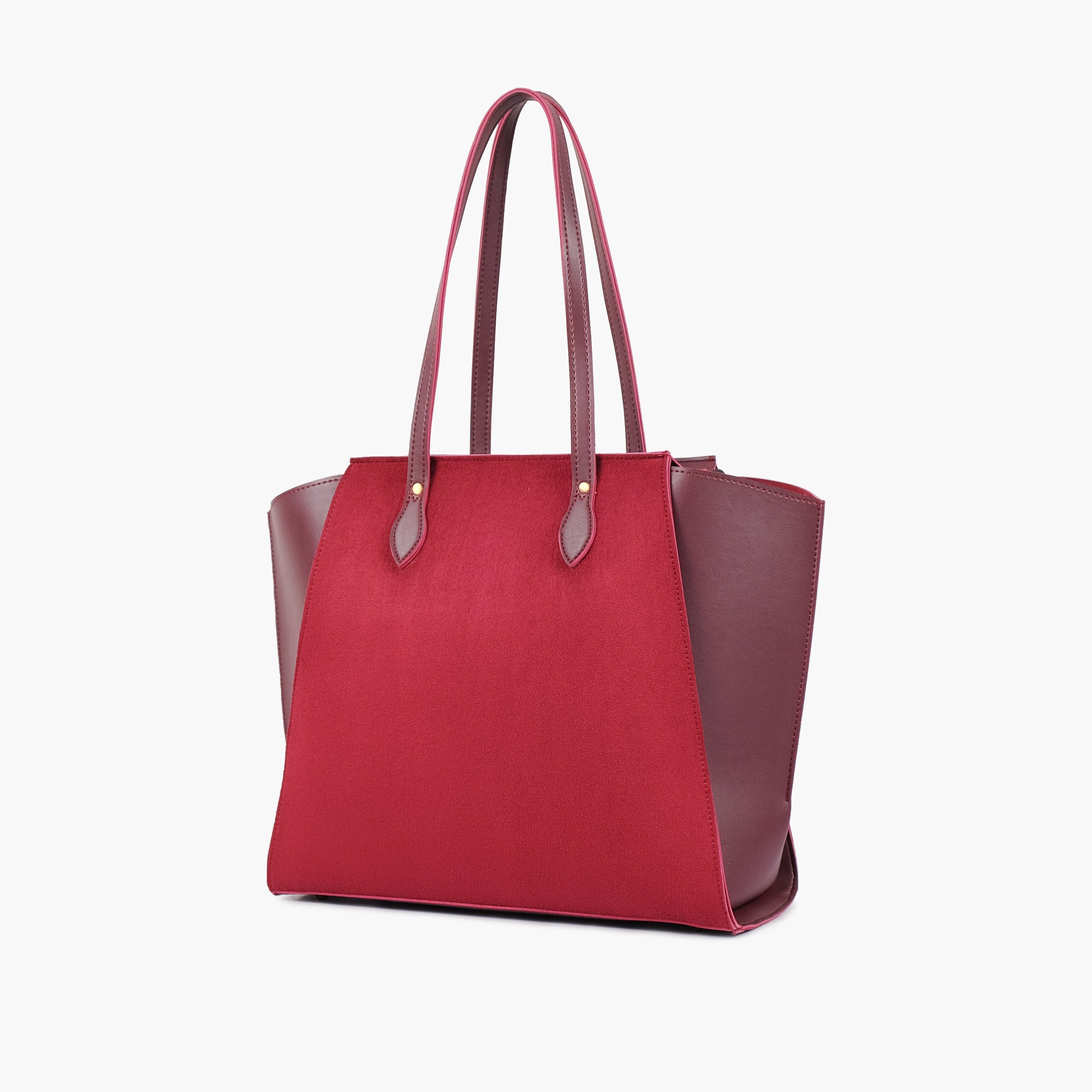Burgundy suede classic tote bag