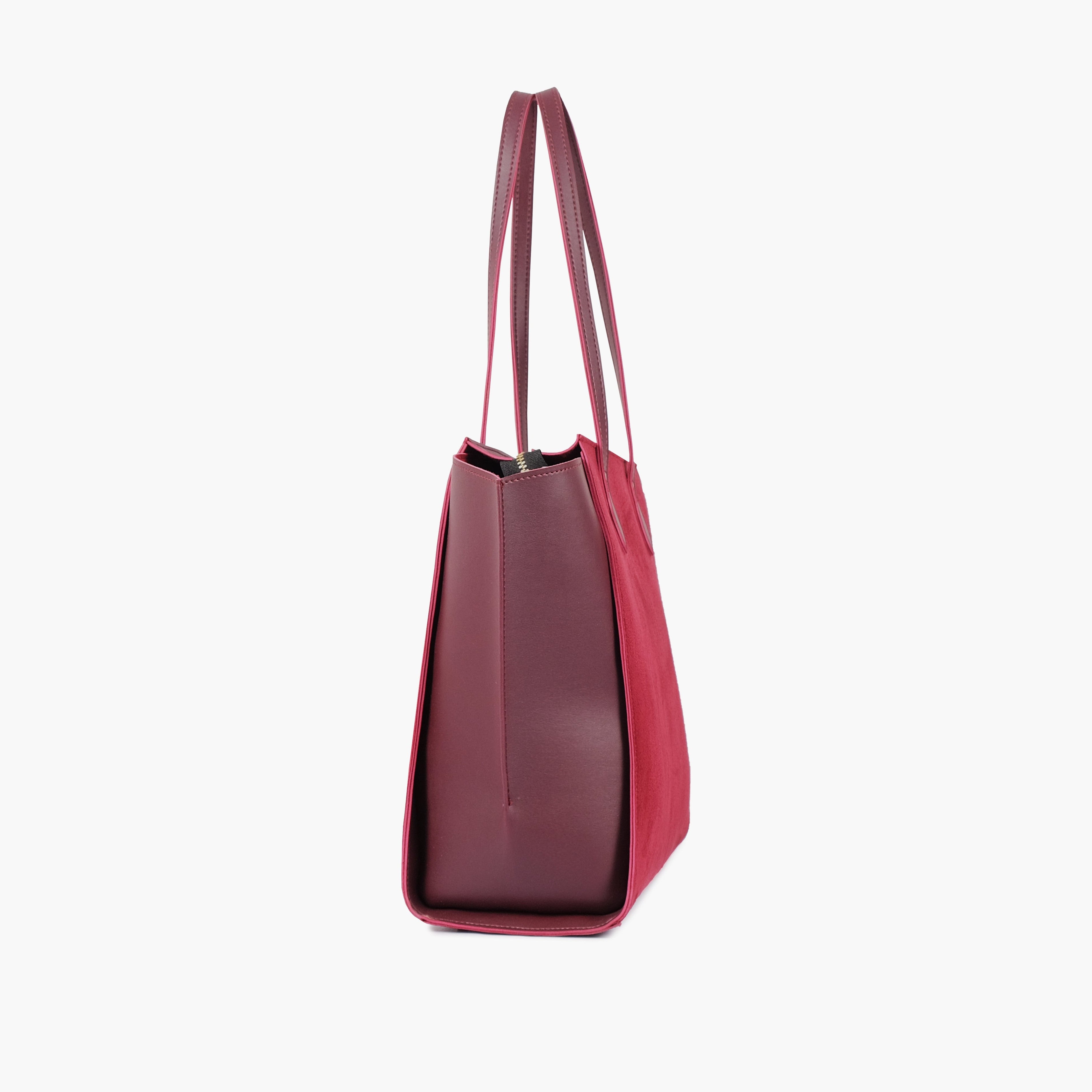 Burgundy suede classic tote bag