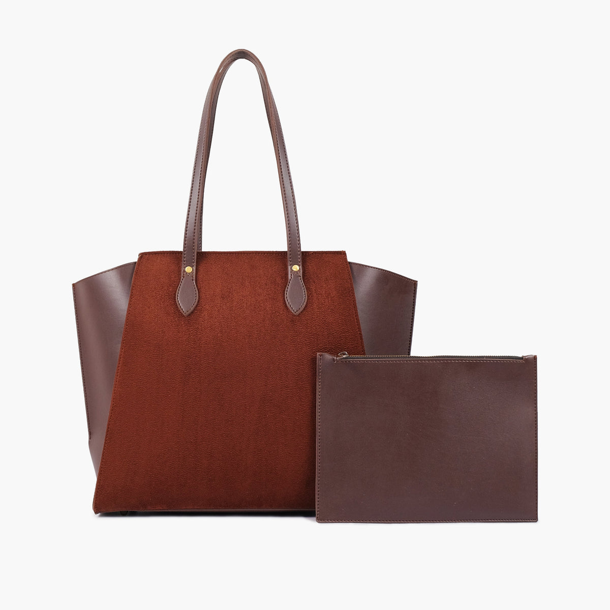 Dark brown suede classic tote bag