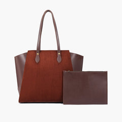 Dark brown suede classic tote bag