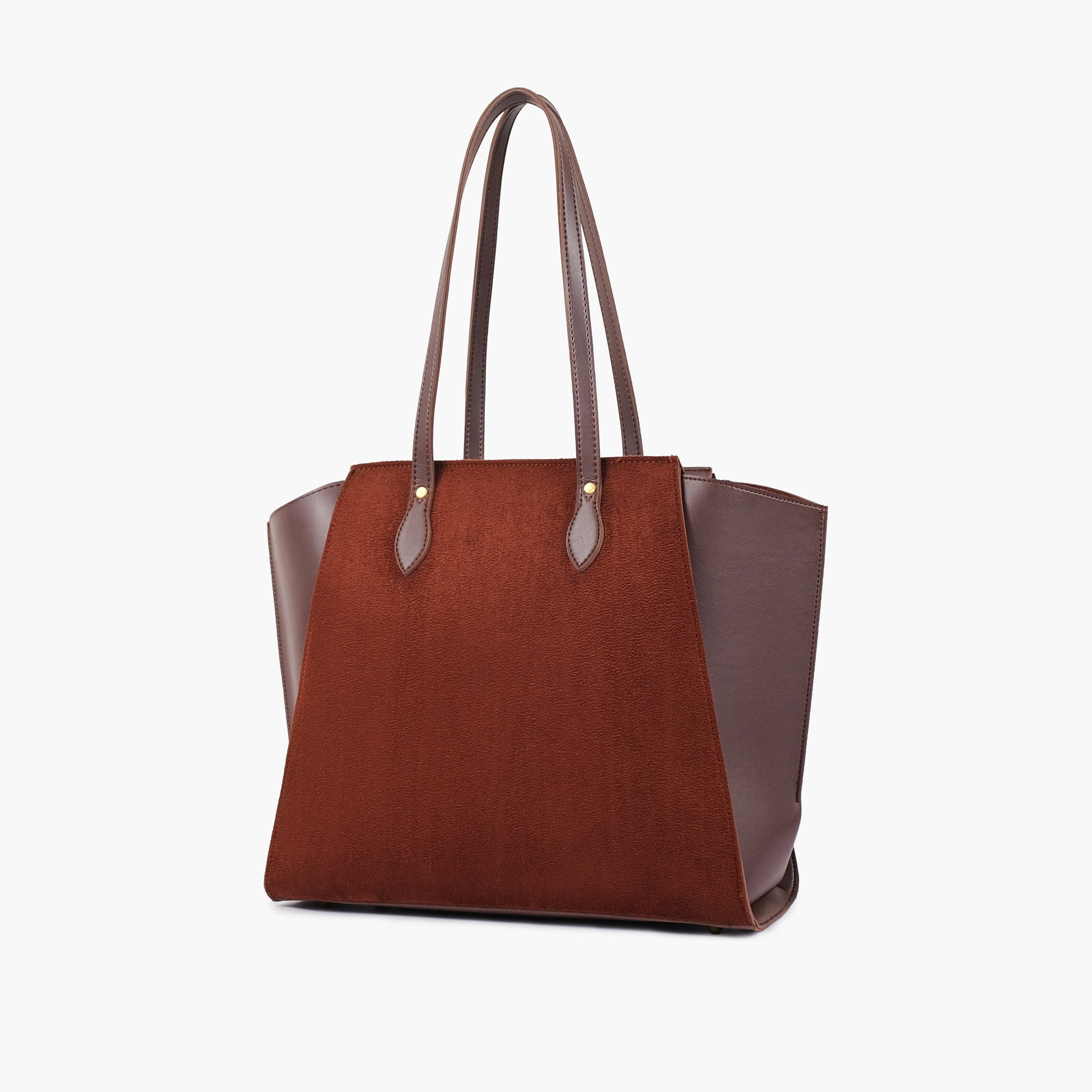 Dark brown suede classic tote bag