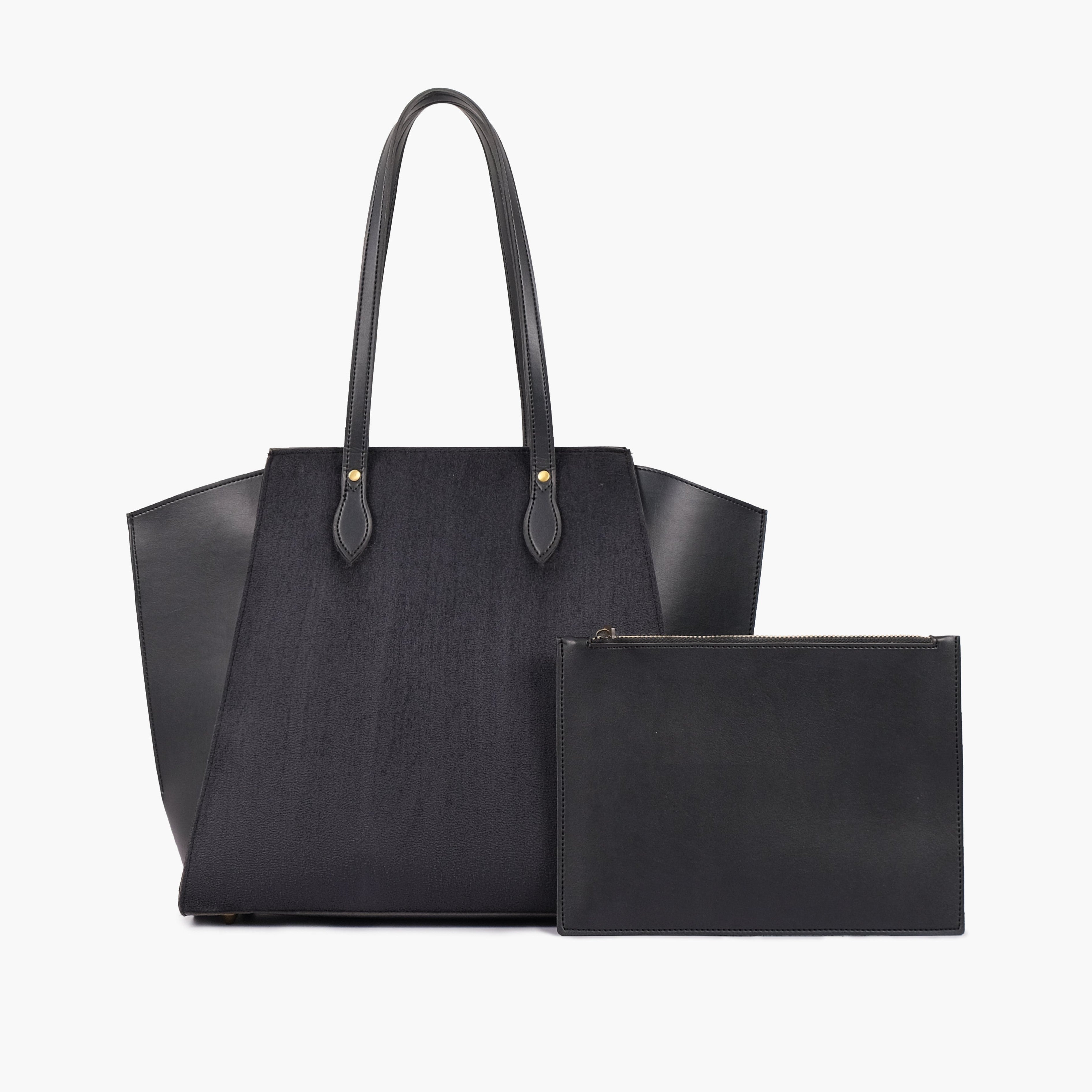 Black suede classic tote bag