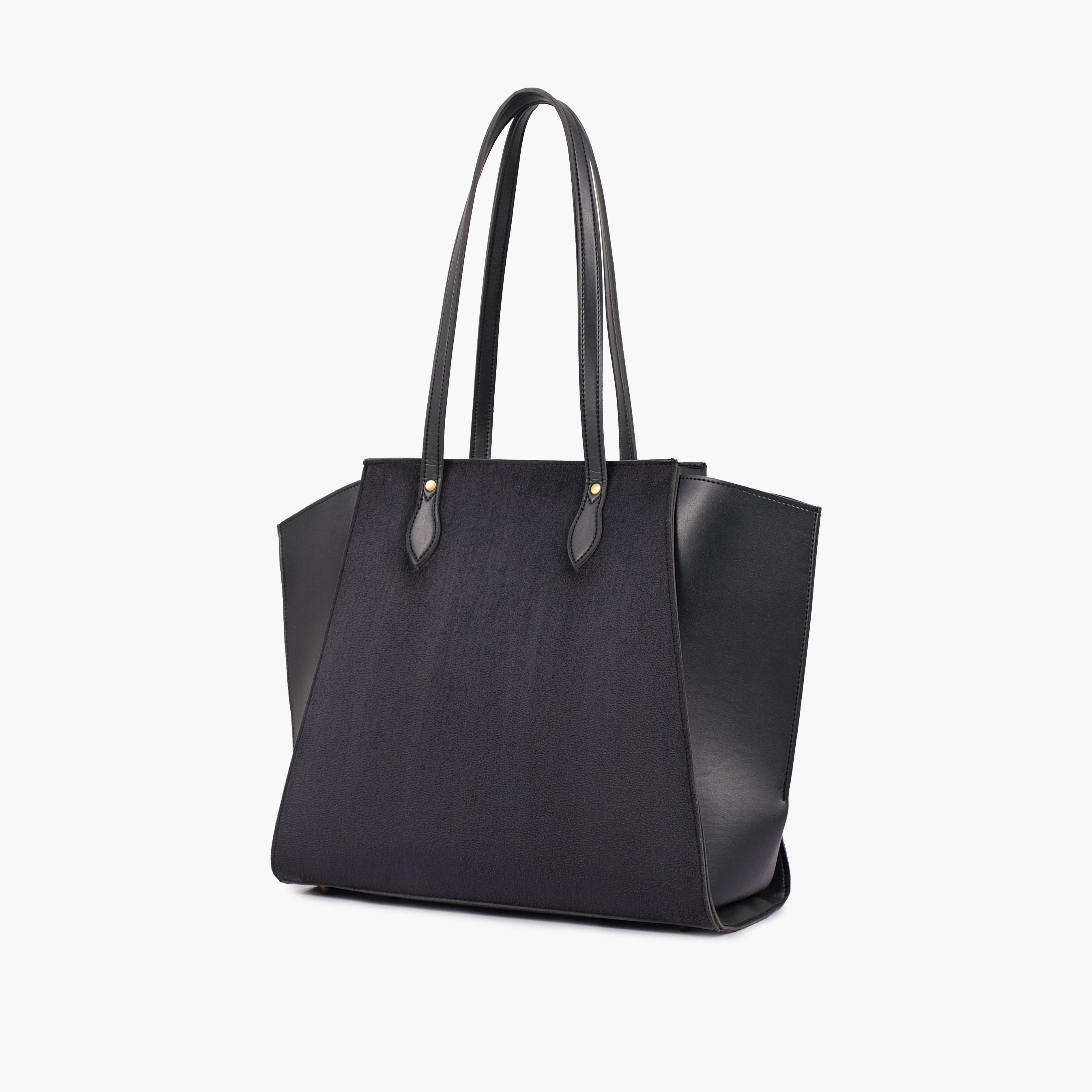 Black suede classic tote bag