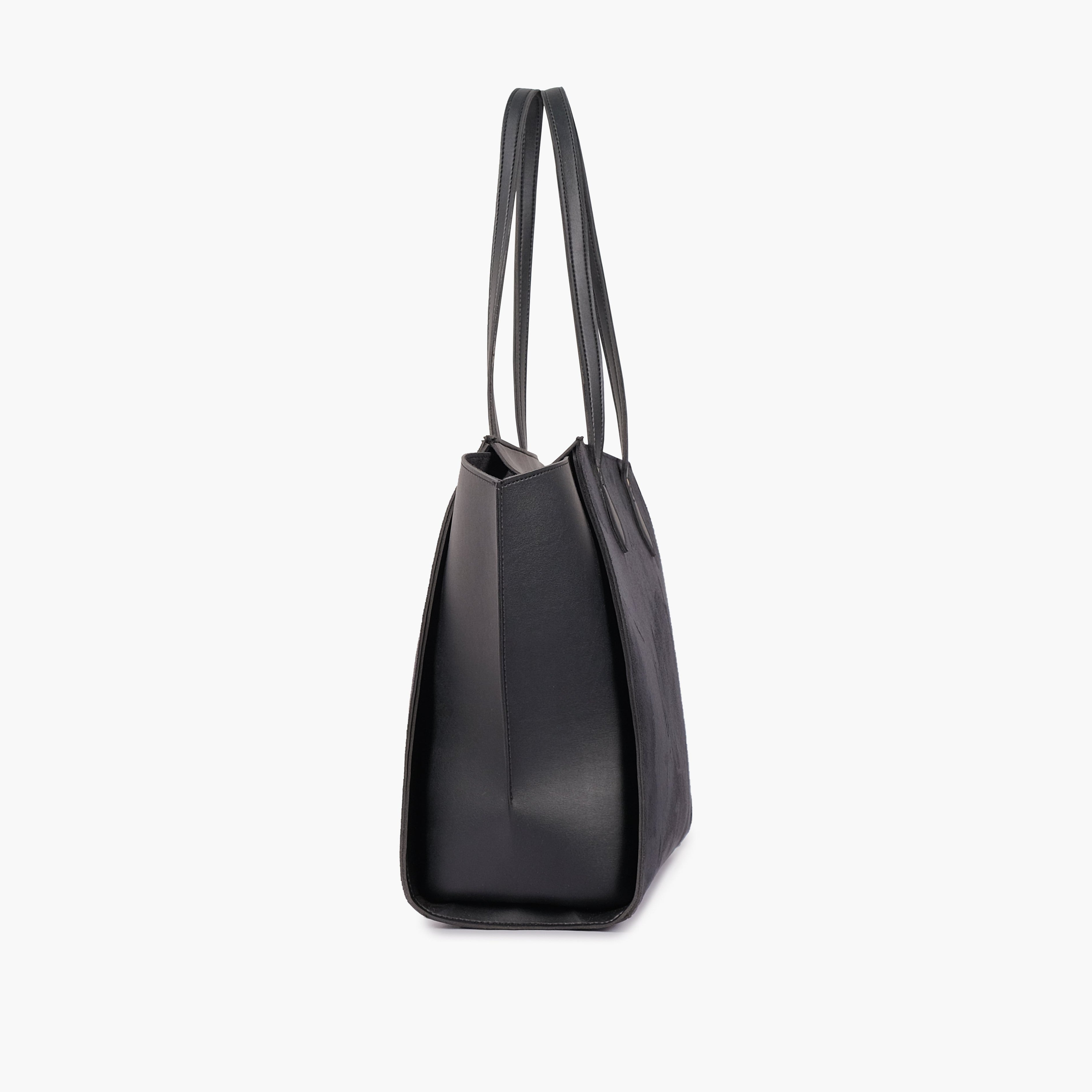 Black suede classic tote bag