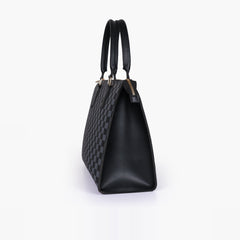Black checkered on-the-go handbag