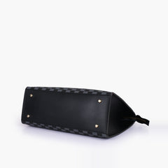 Black checkered on-the-go handbag