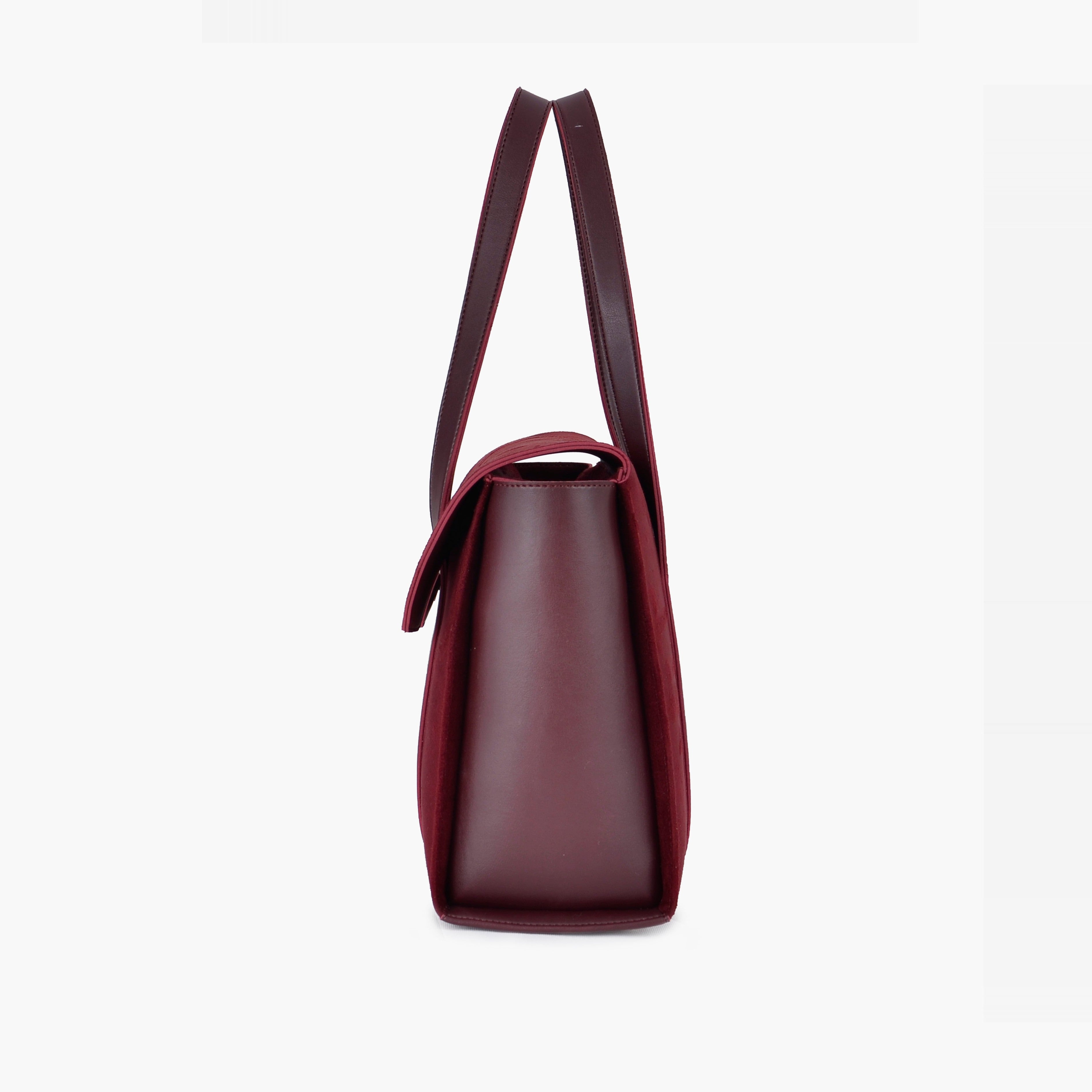 Burgundy suede carry-all satchel bag