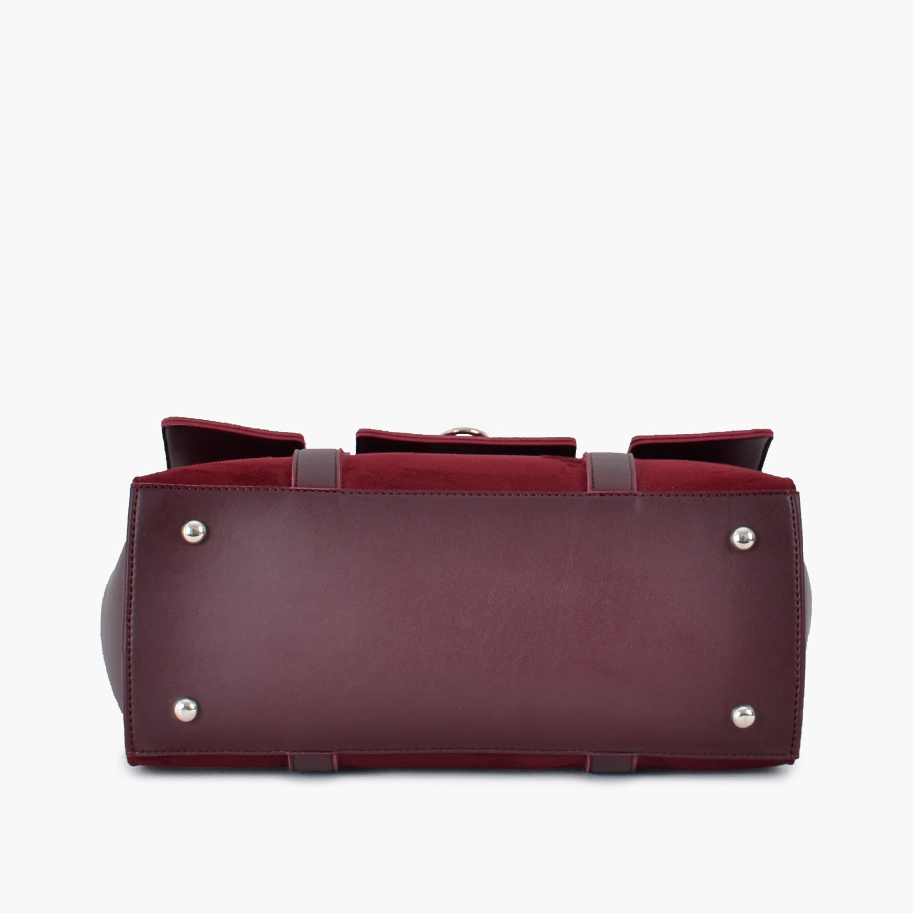 Burgundy suede carry-all satchel bag