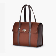 Dark brown suede carry-all satchel bag