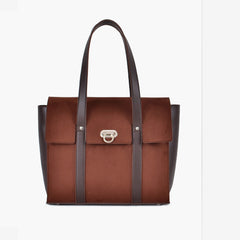 Dark brown suede carry-all satchel bag