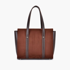 Dark brown suede carry-all satchel bag