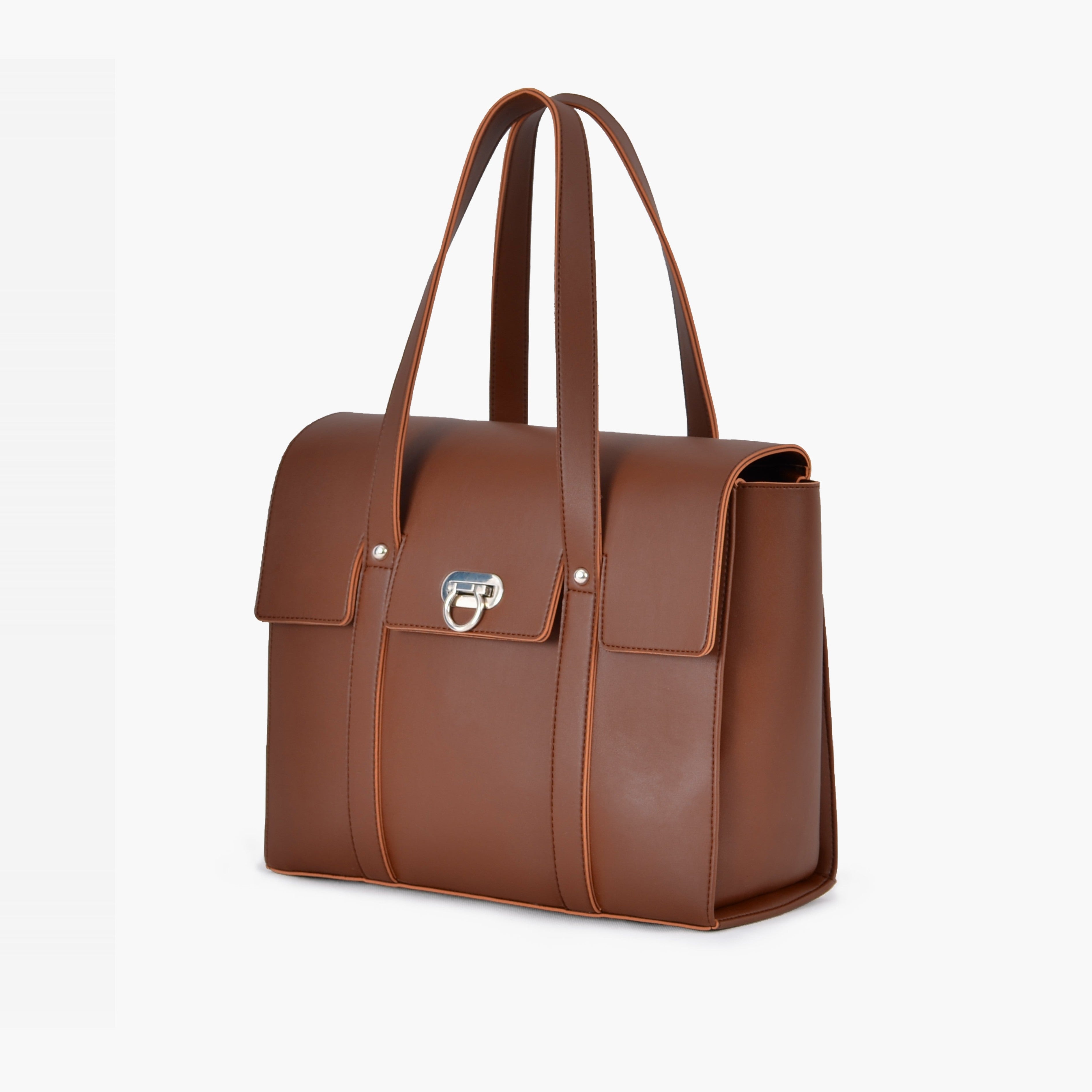 Brown carry-all satchel bag