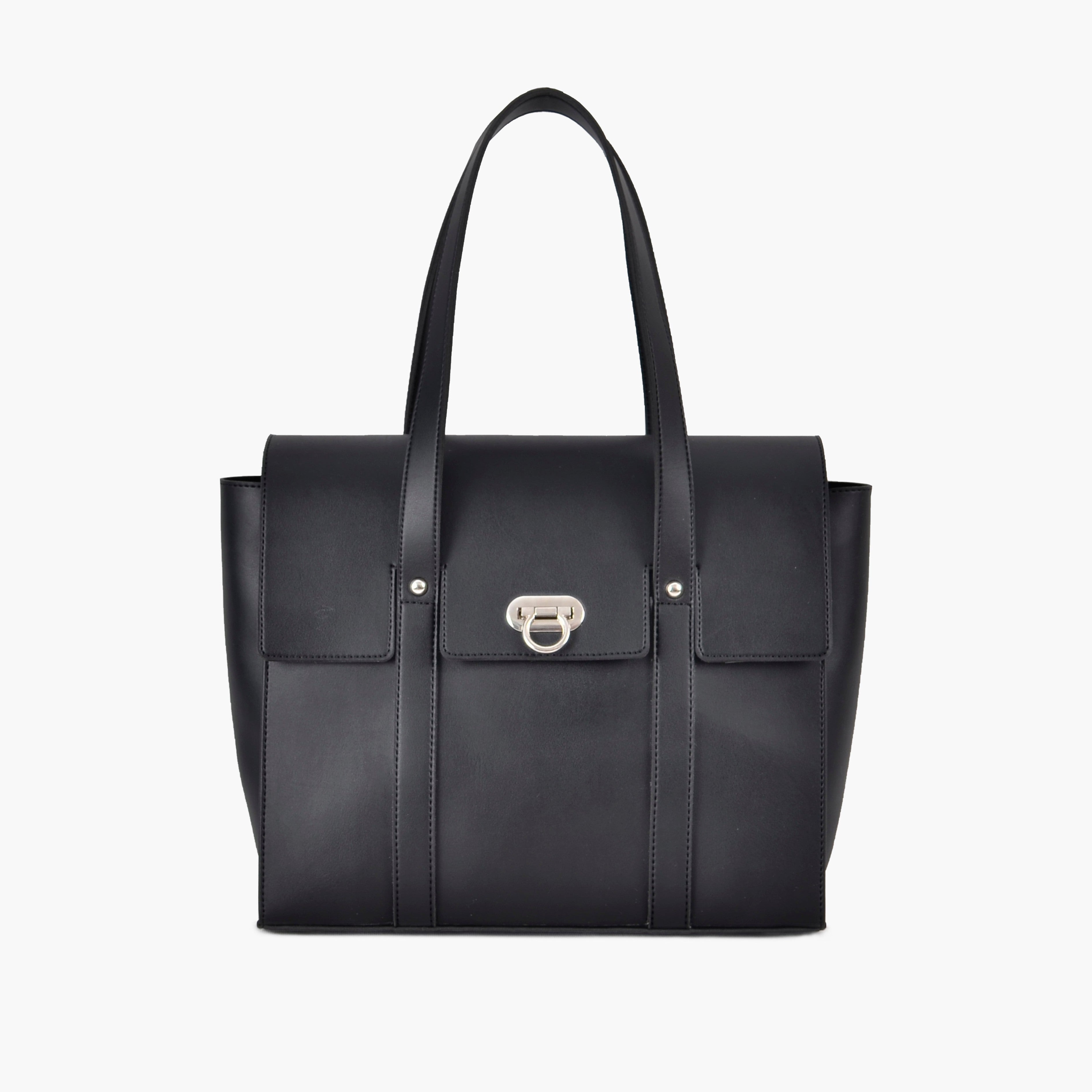 Black carry-all satchel bag