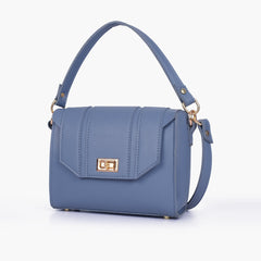 Sky blue compact top-handle cross-body bag