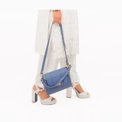 Sky blue compact top-handle cross-body bag