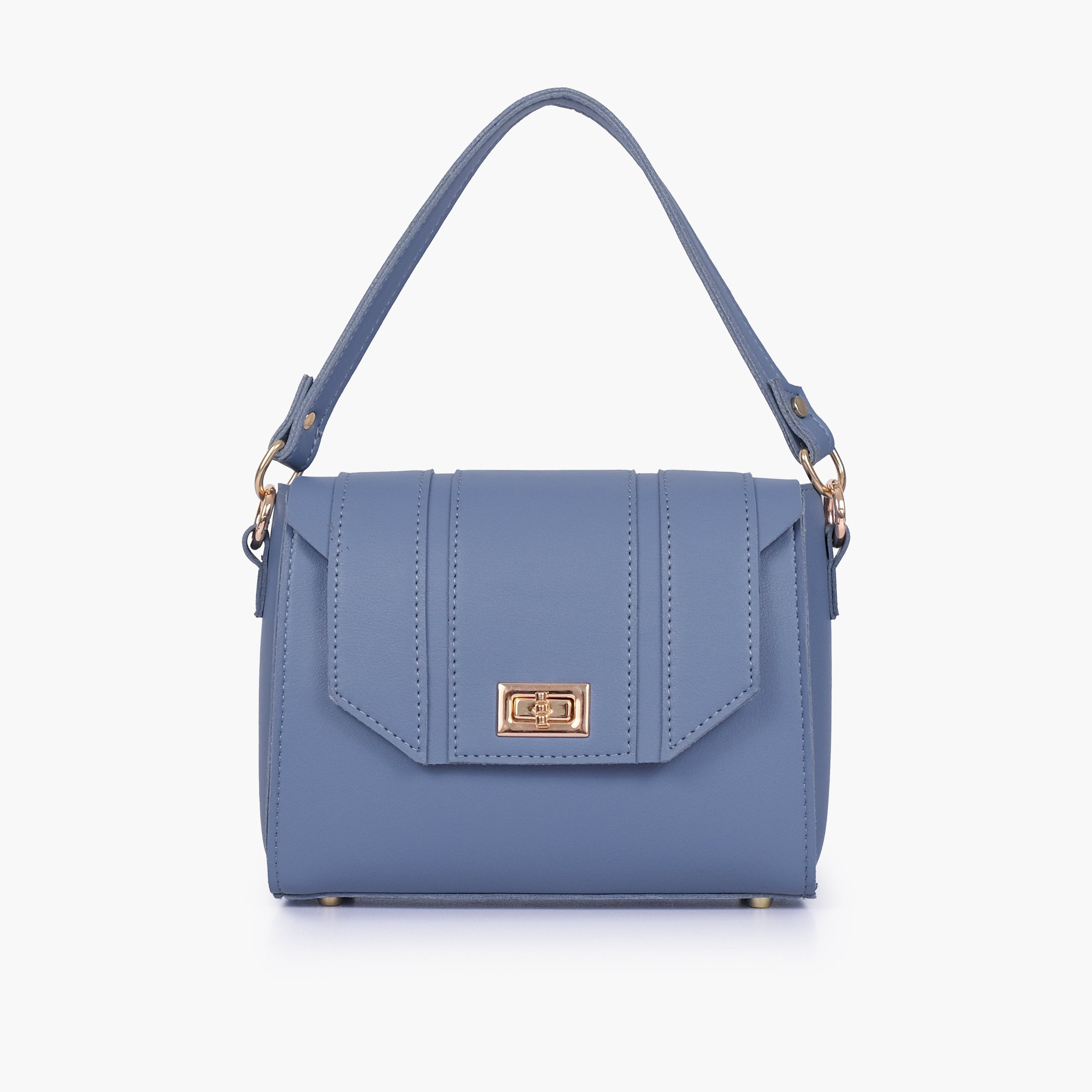 Sky blue compact top-handle cross-body bag