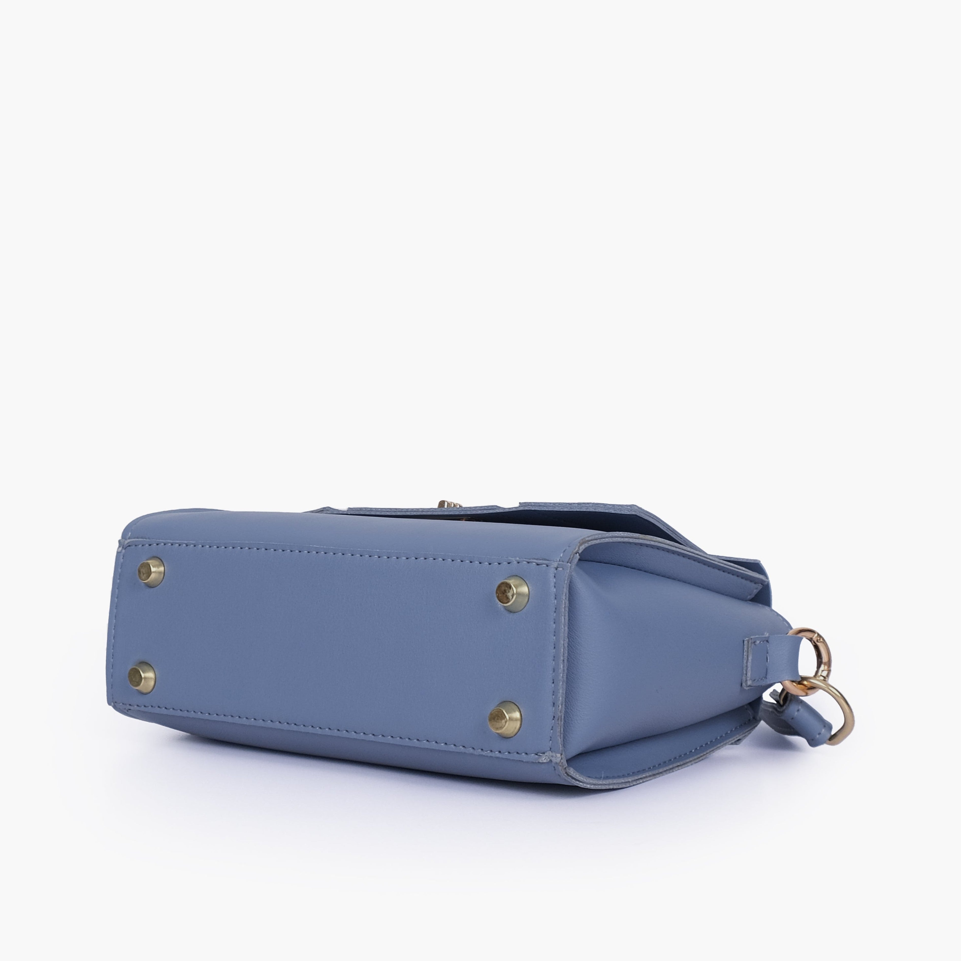 Sky blue compact top-handle cross-body bag