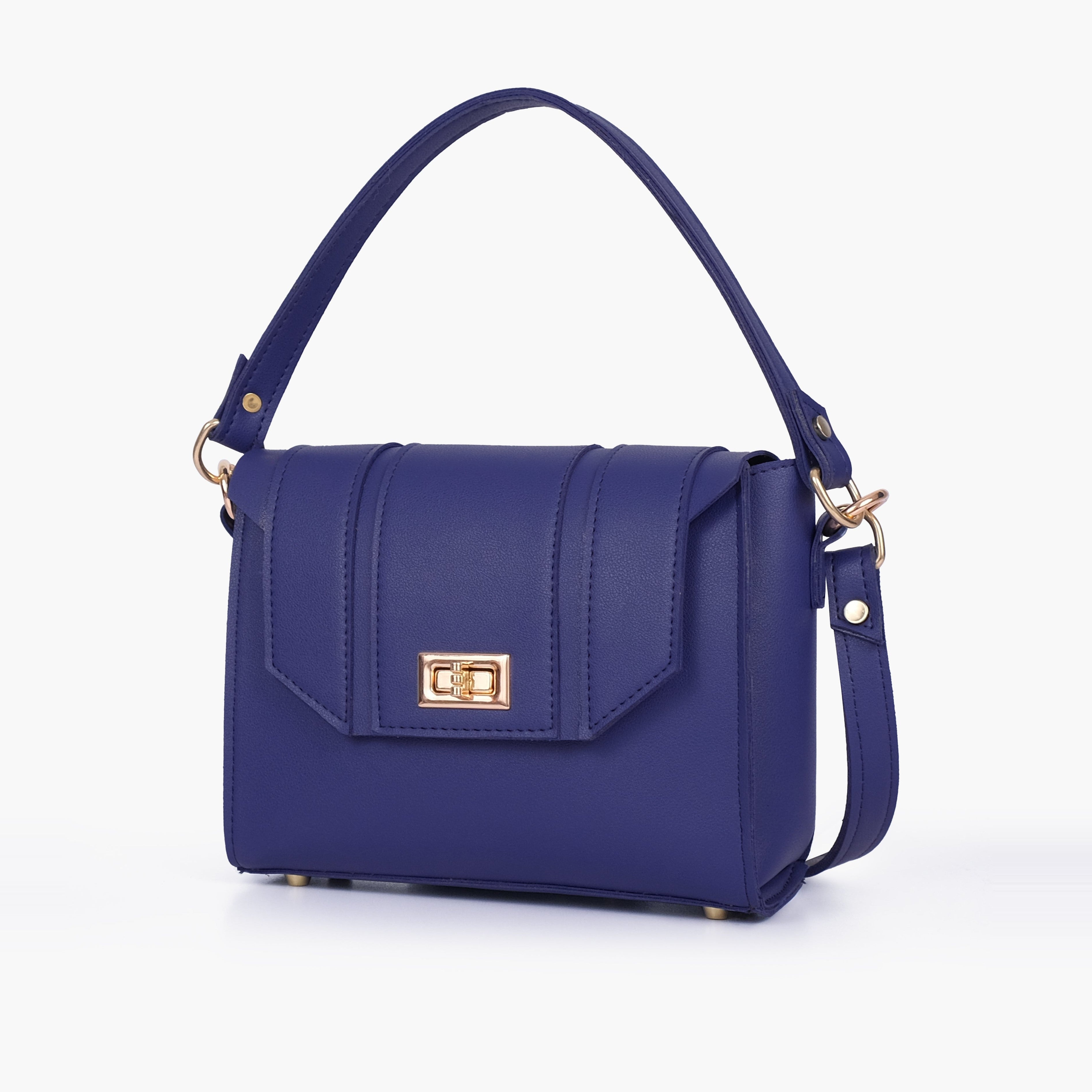 Dark blue compact top-handle cross-body bag