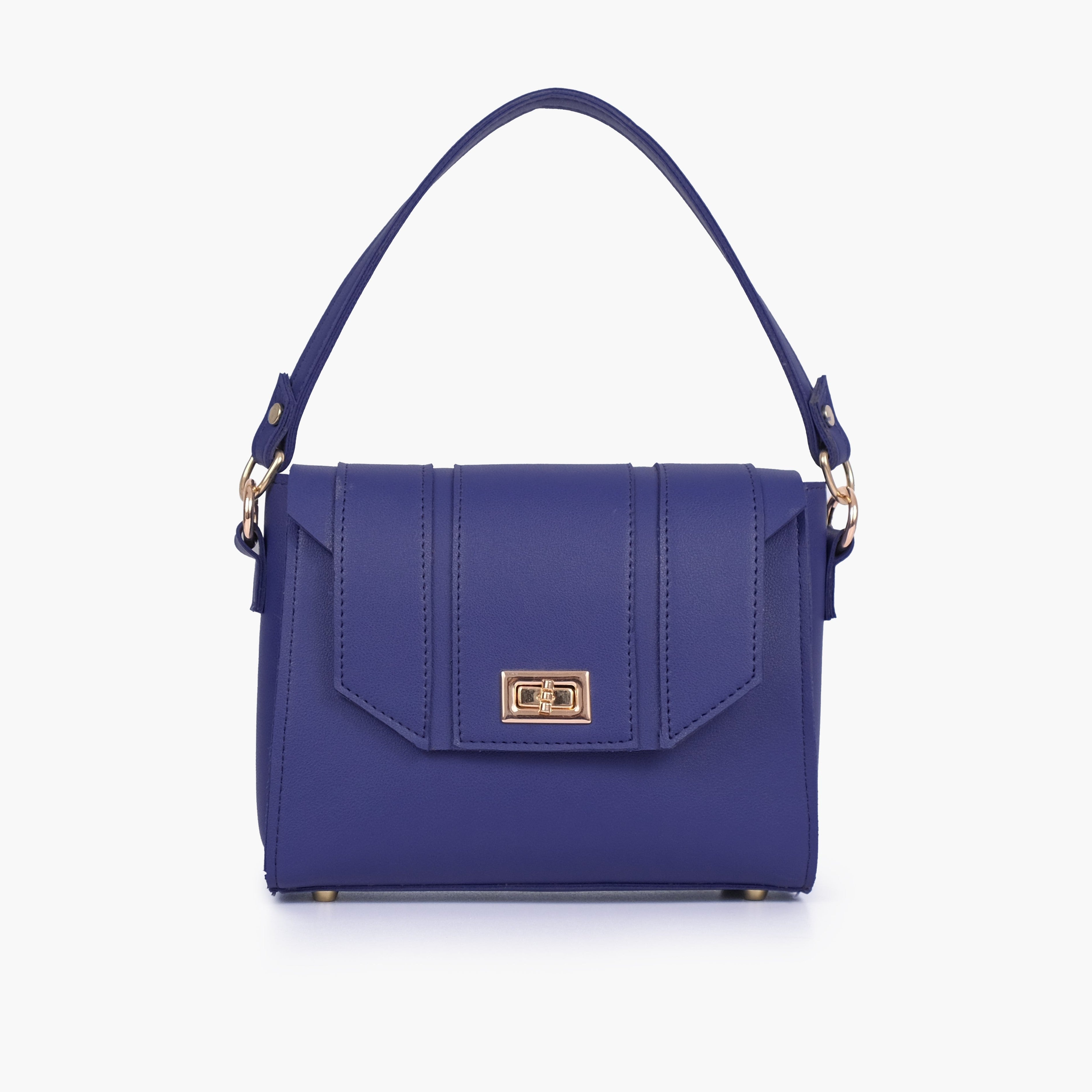 Dark blue compact top-handle cross-body bag