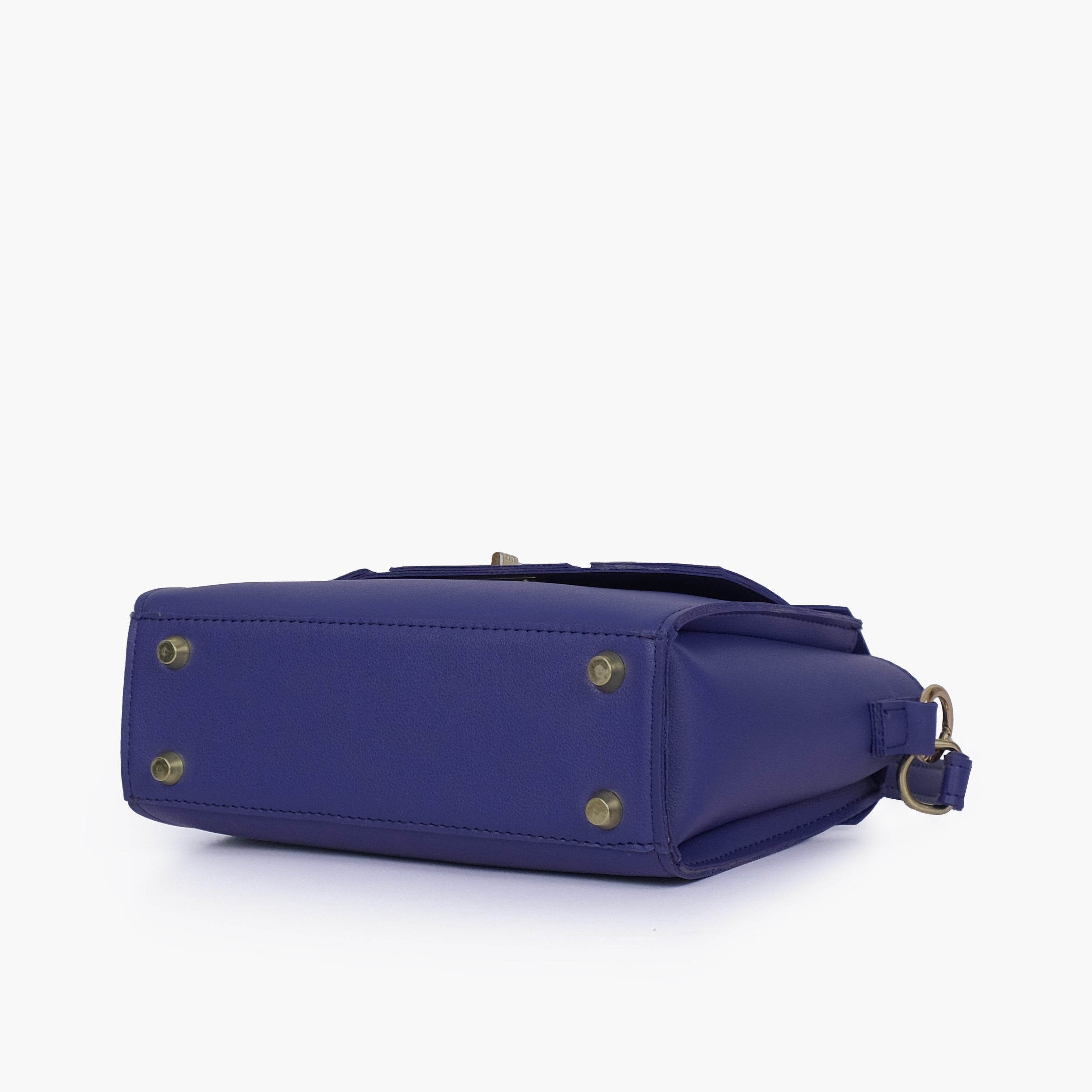 Dark blue compact top-handle cross-body bag