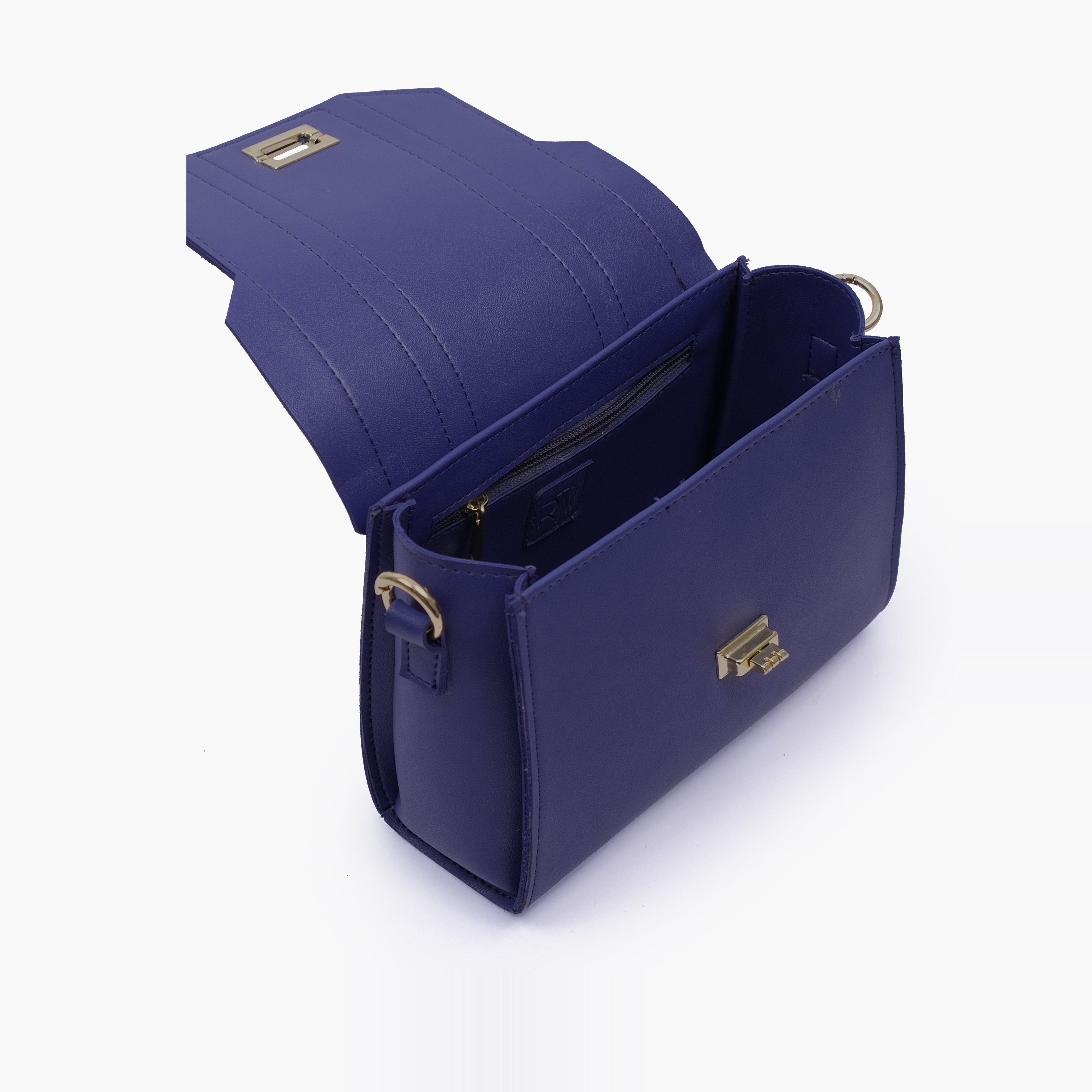 Dark blue compact top-handle cross-body bag