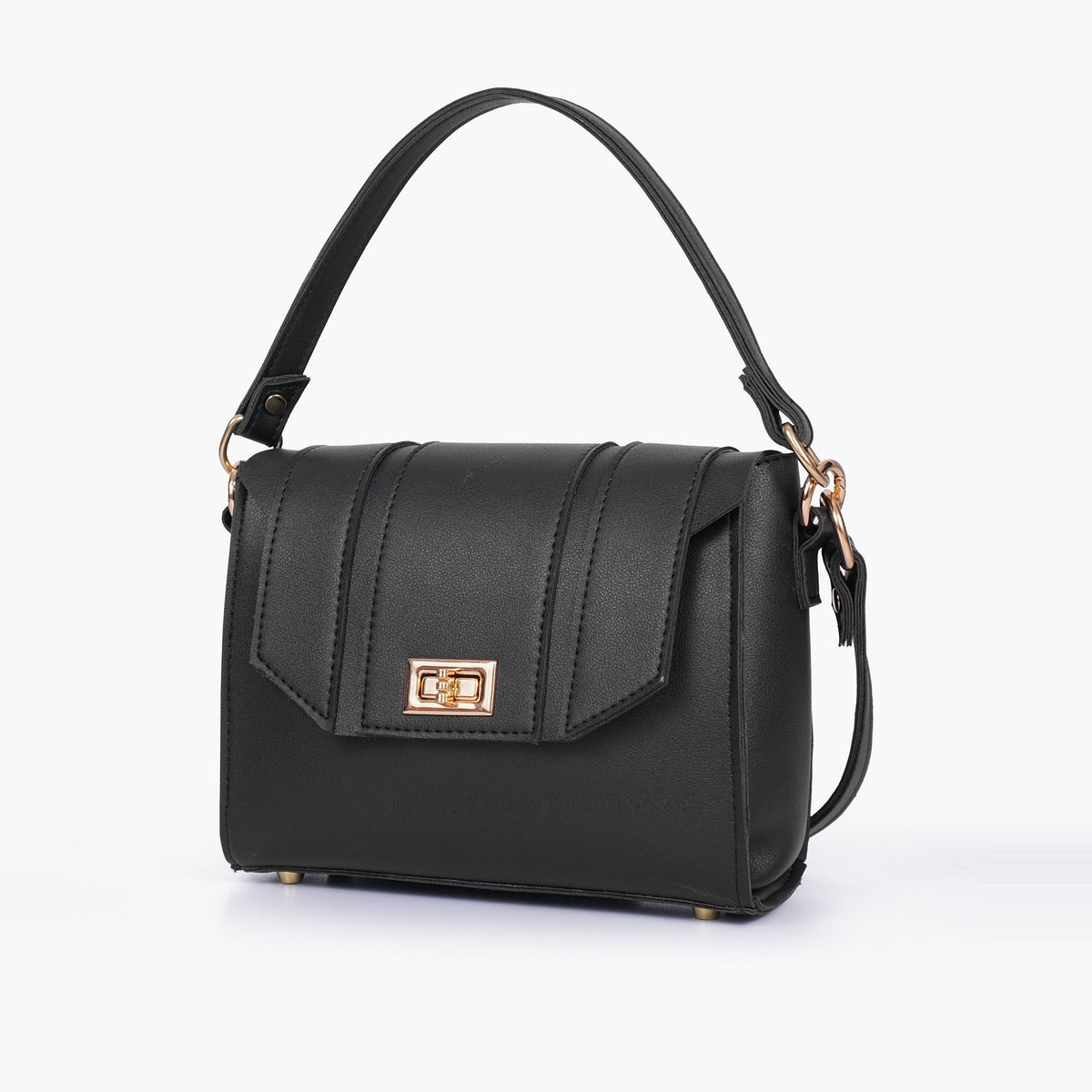 Black compact top-handle cross-body bag