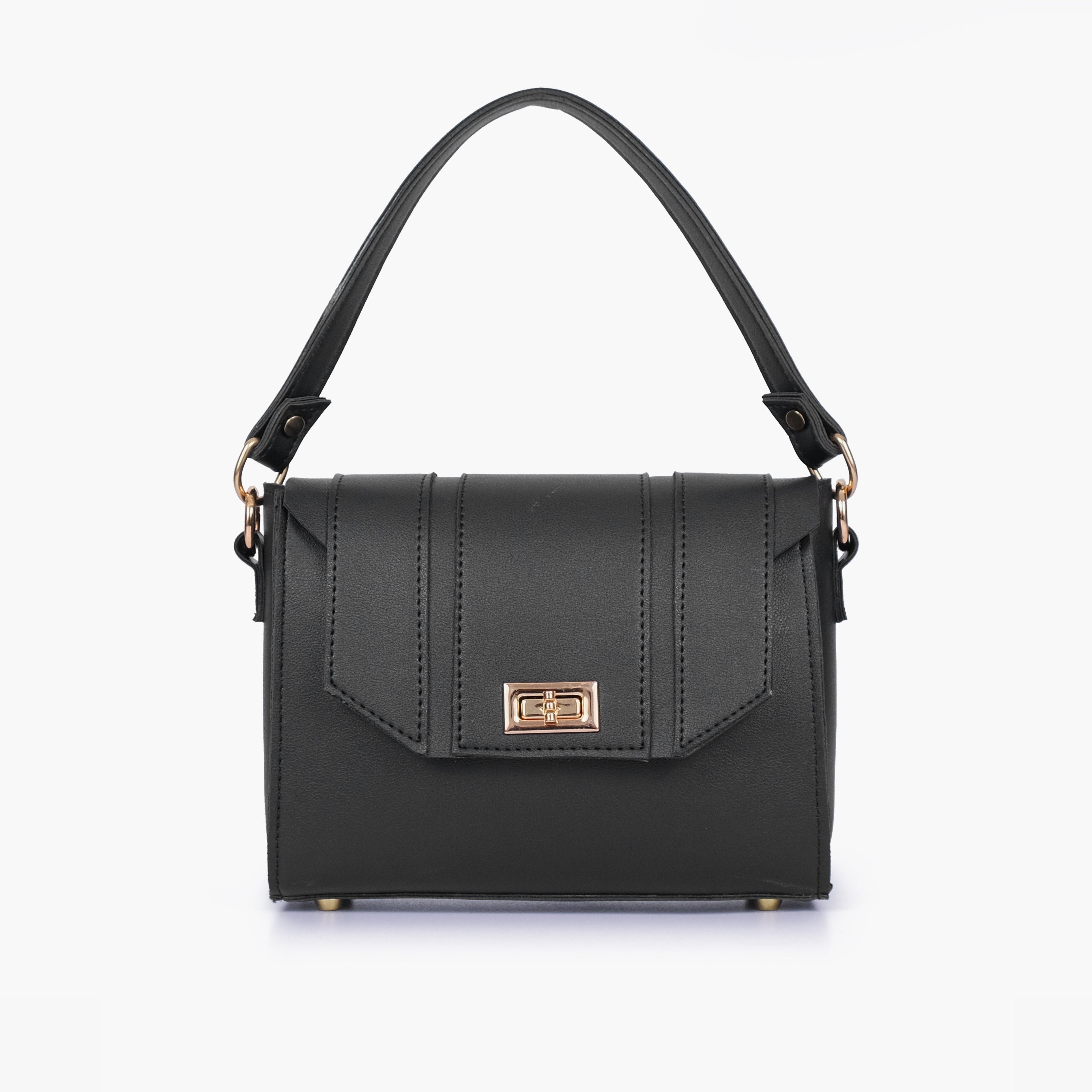 Black compact top-handle cross-body bag