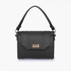 Black compact top-handle cross-body bag