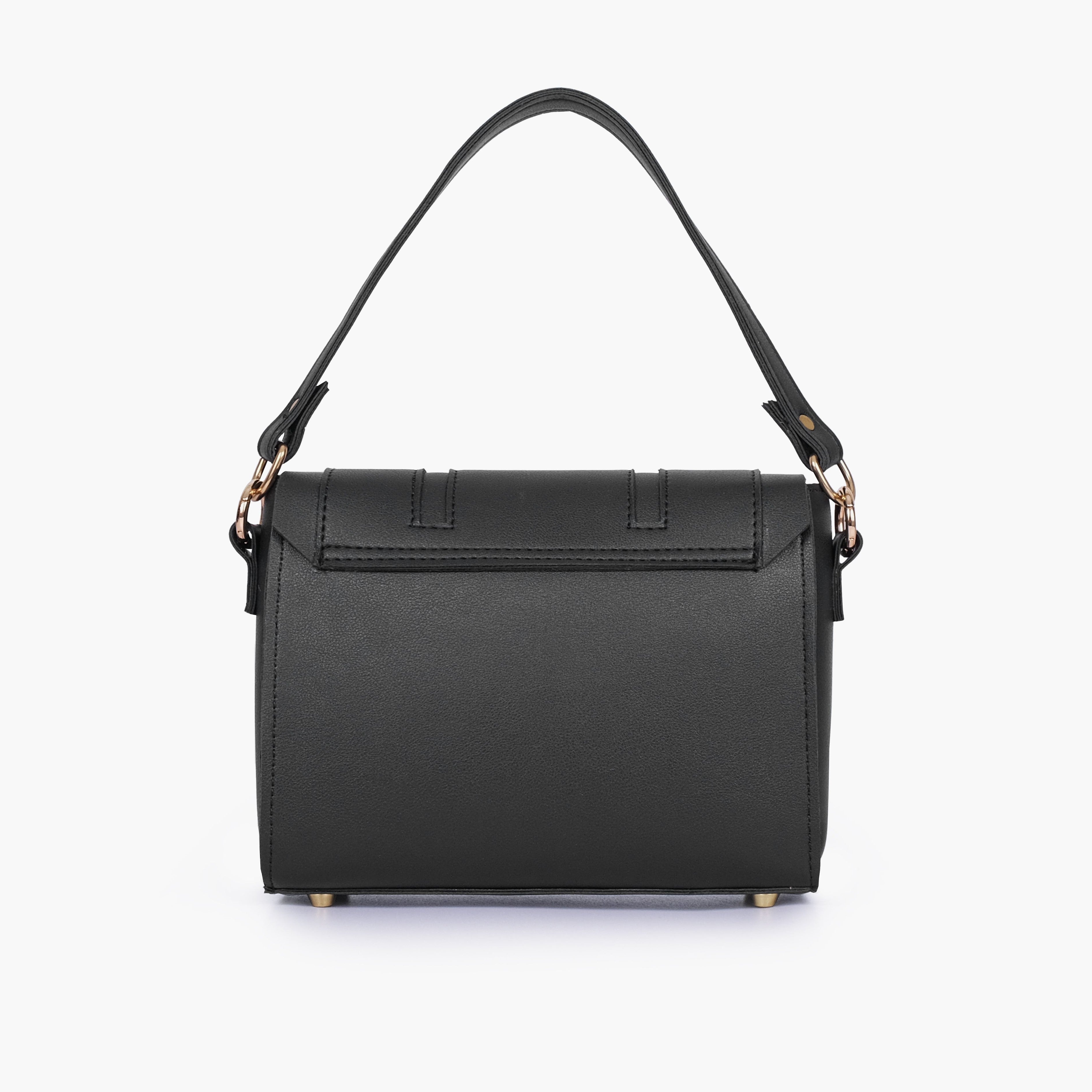 Black compact top-handle cross-body bag