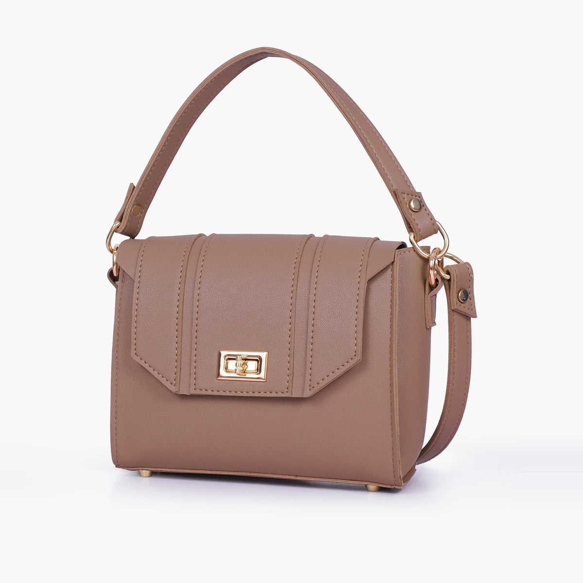 Brown compact top-handle cross-body bag