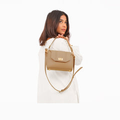 Coffee compact top-handle cross-body bag