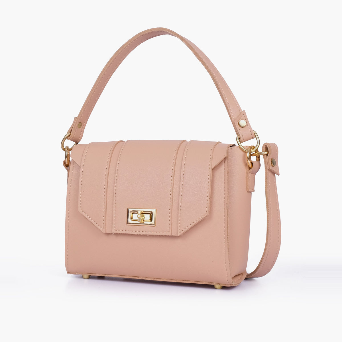 Peach compact top-handle cross-body bag