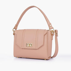 Peach compact top-handle cross-body bag